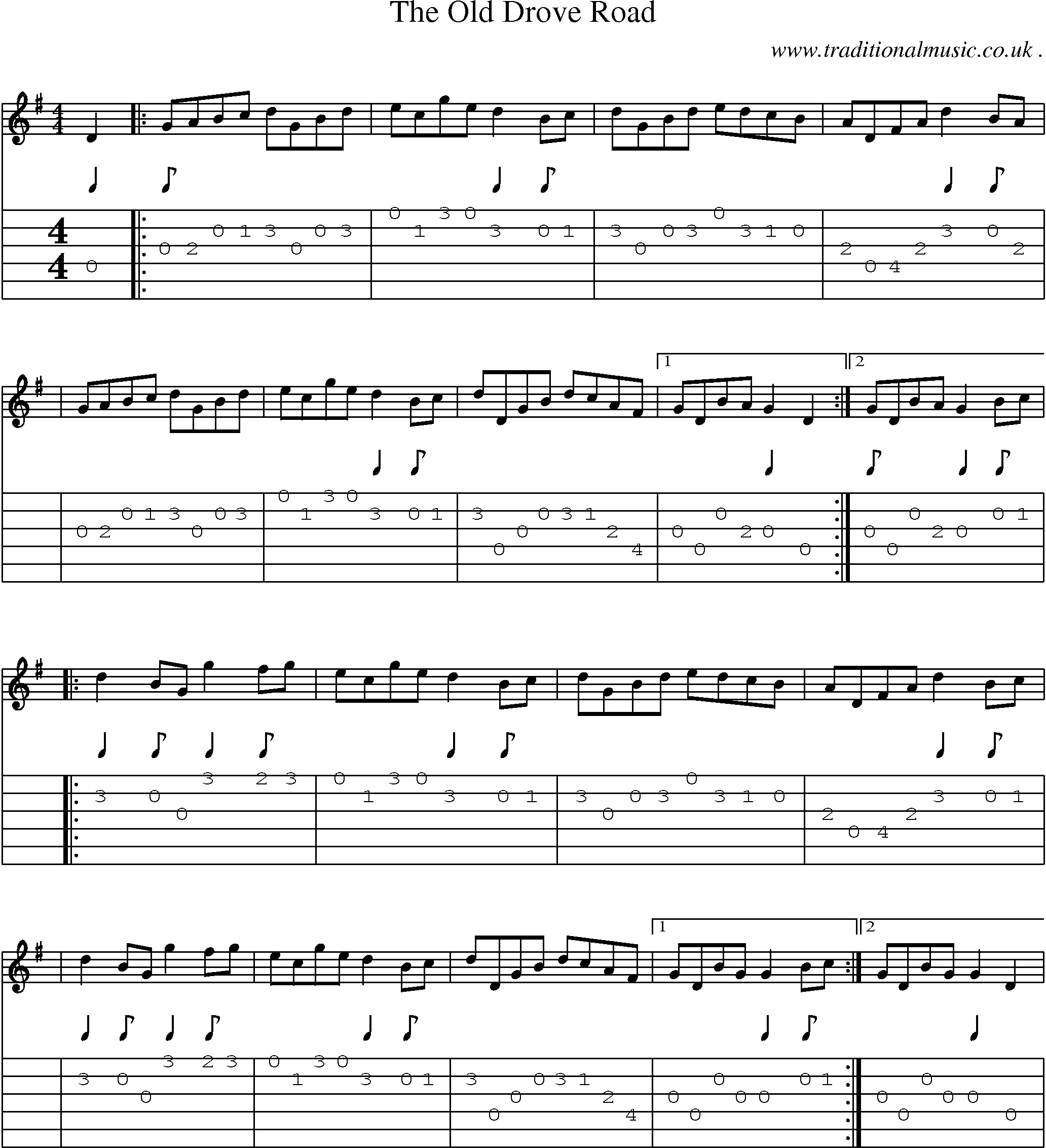 Sheet-Music and Guitar Tabs for The Old Drove Road