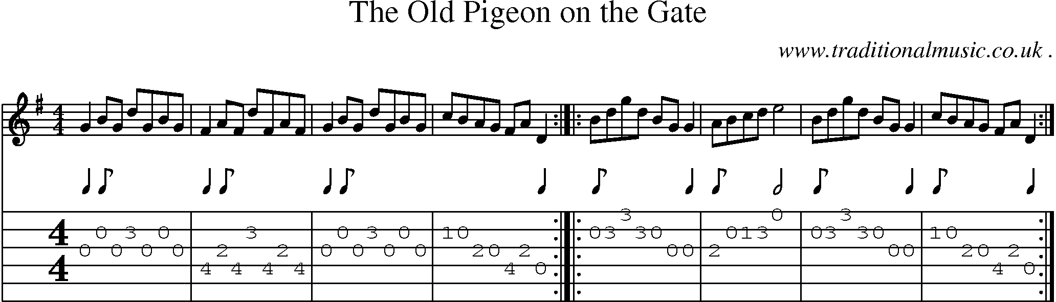 Sheet-Music and Guitar Tabs for The Old Pigeon On The Gate
