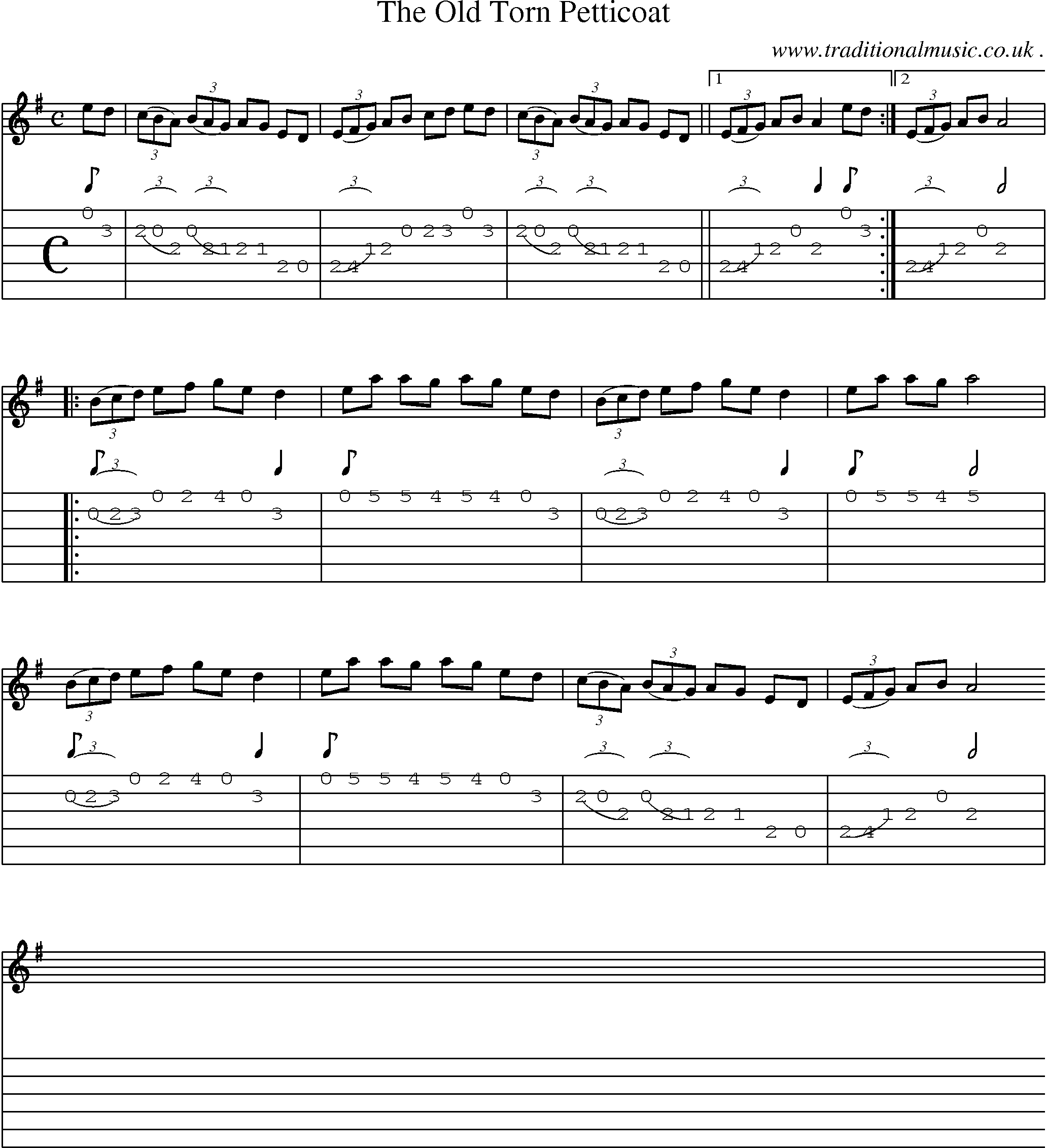 Sheet-Music and Guitar Tabs for The Old Torn Petticoat