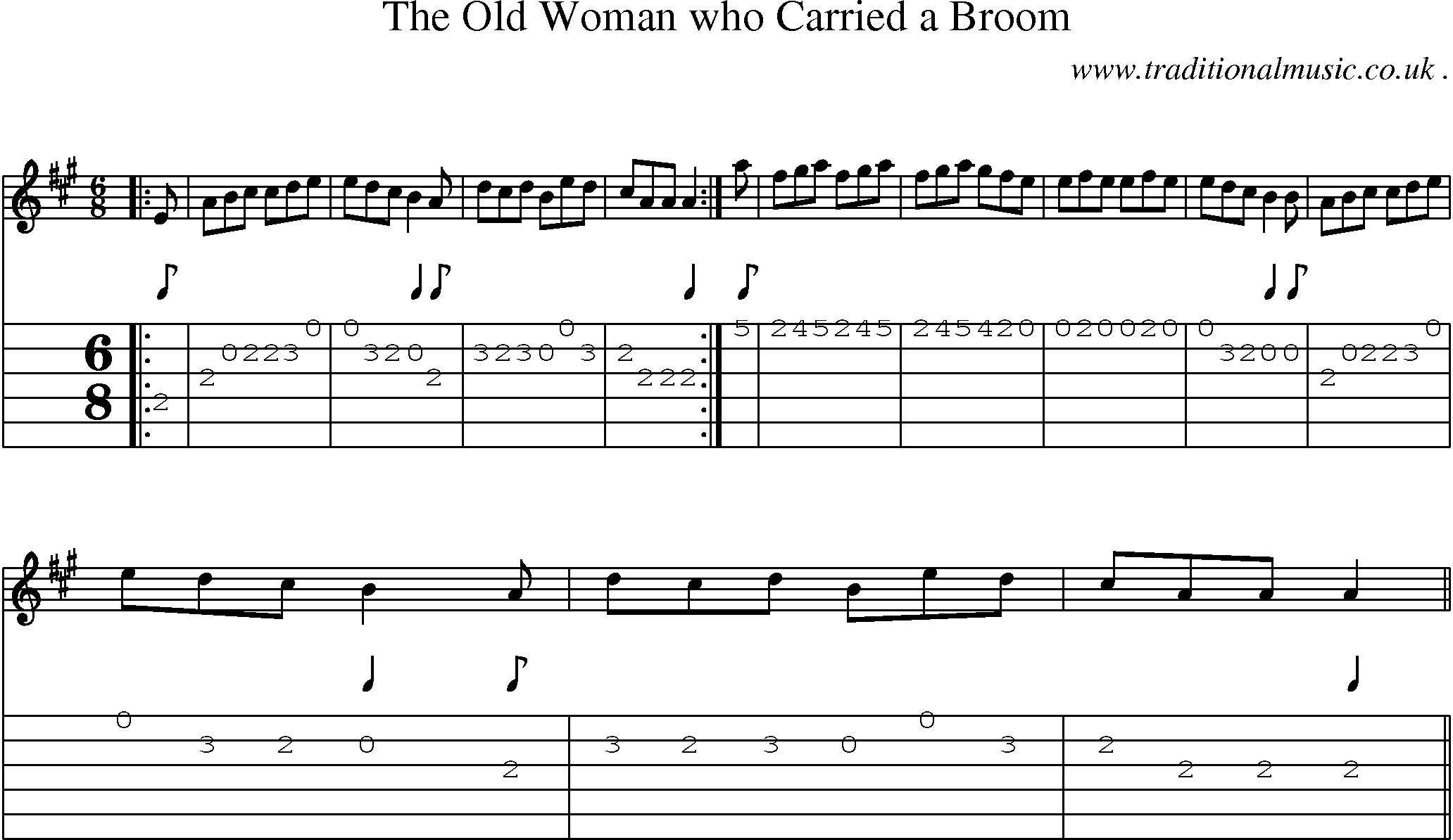 Sheet-Music and Guitar Tabs for The Old Woman Who Carried A Broom