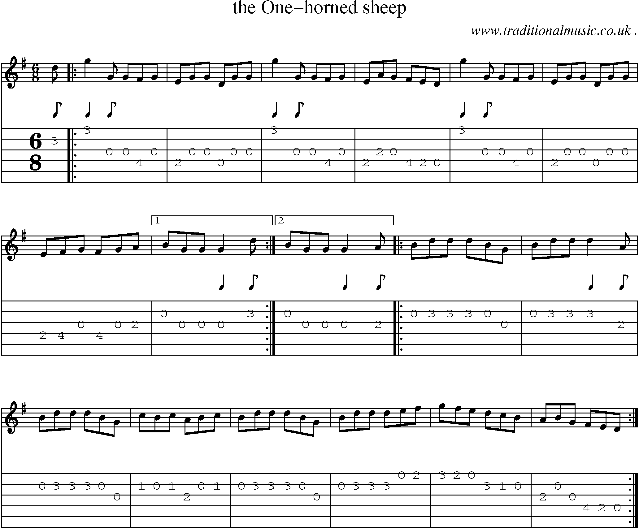 Sheet-Music and Guitar Tabs for The One-horned Sheep