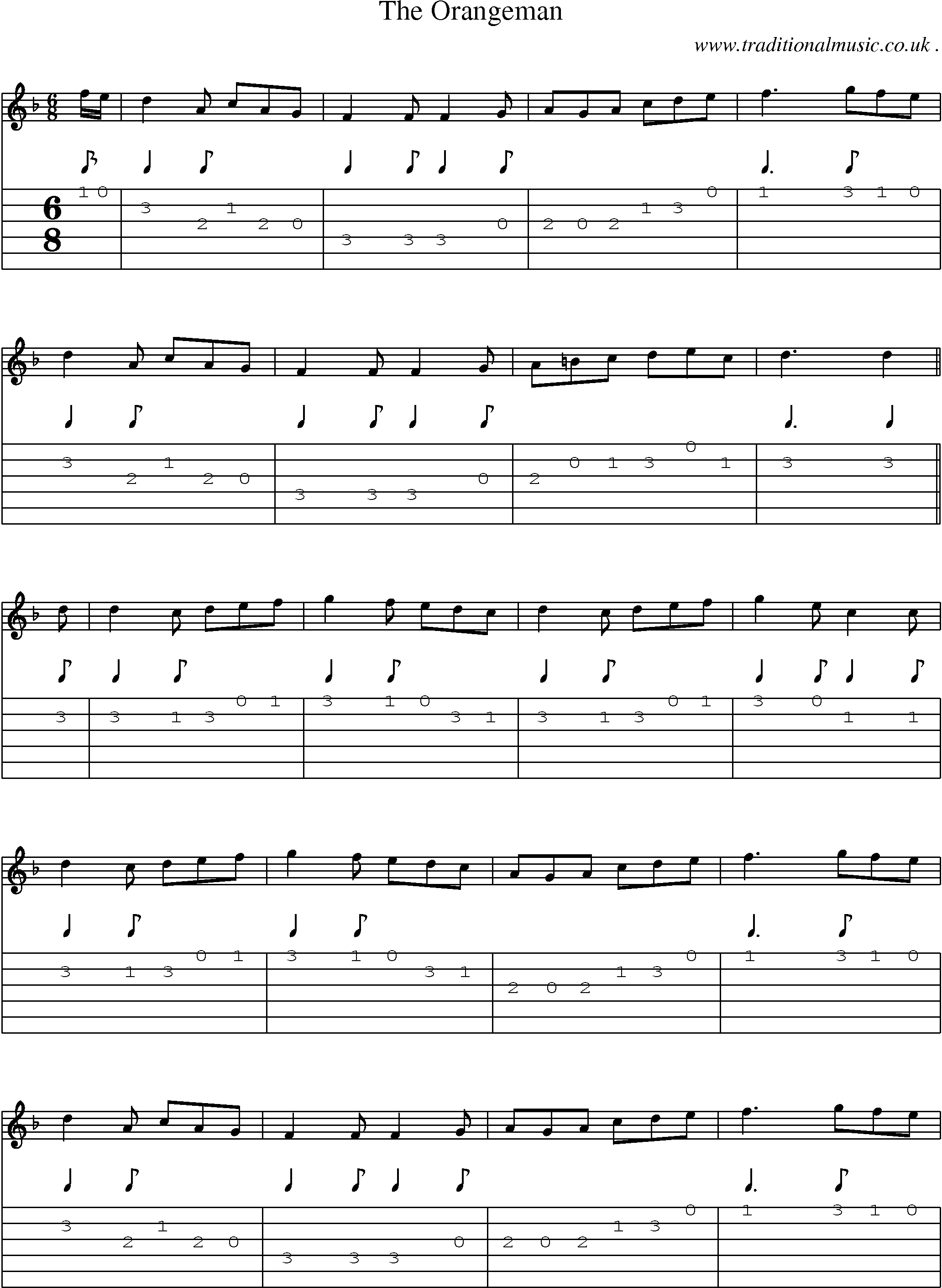 Sheet-Music and Guitar Tabs for The Orangeman