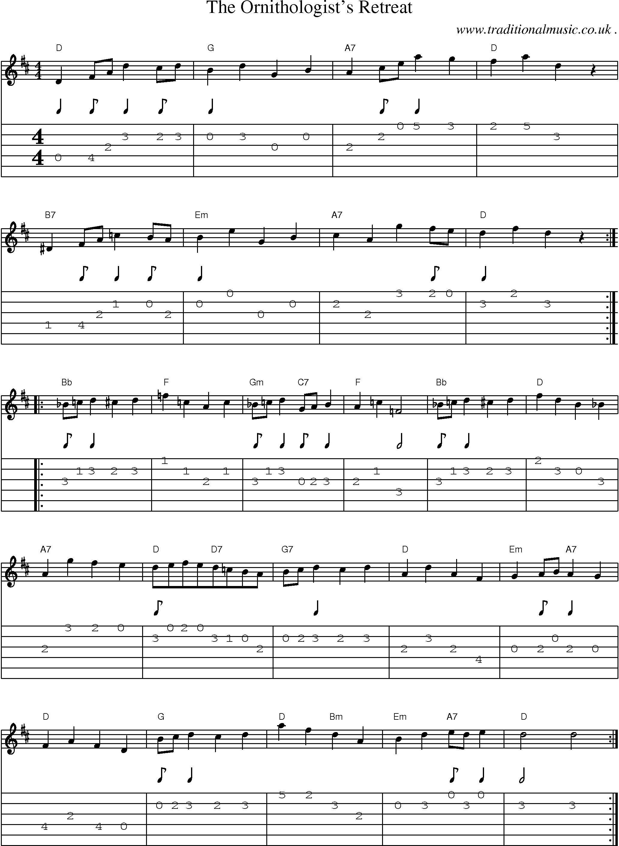 Sheet-Music and Guitar Tabs for The Ornithologists Retreat