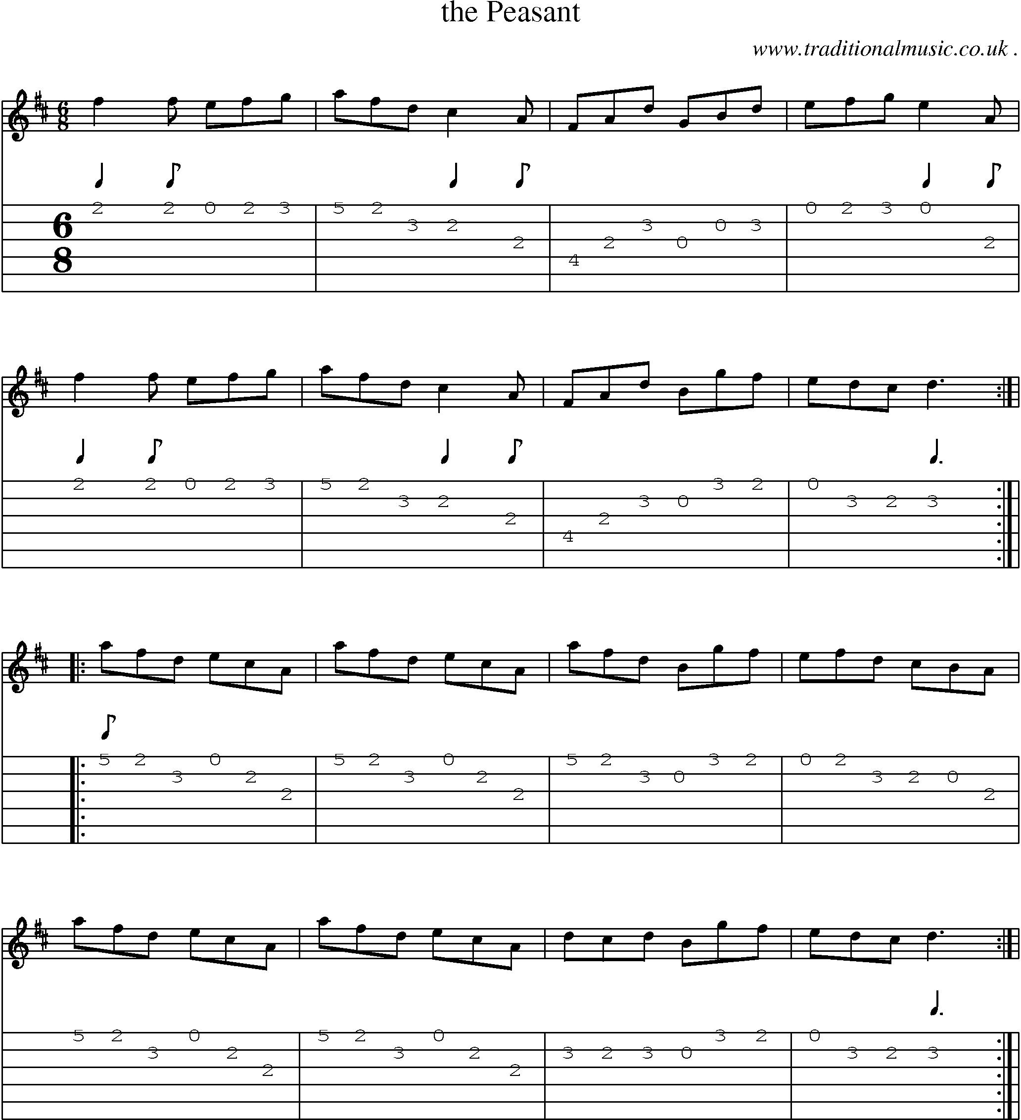 Sheet-Music and Guitar Tabs for The Peasant
