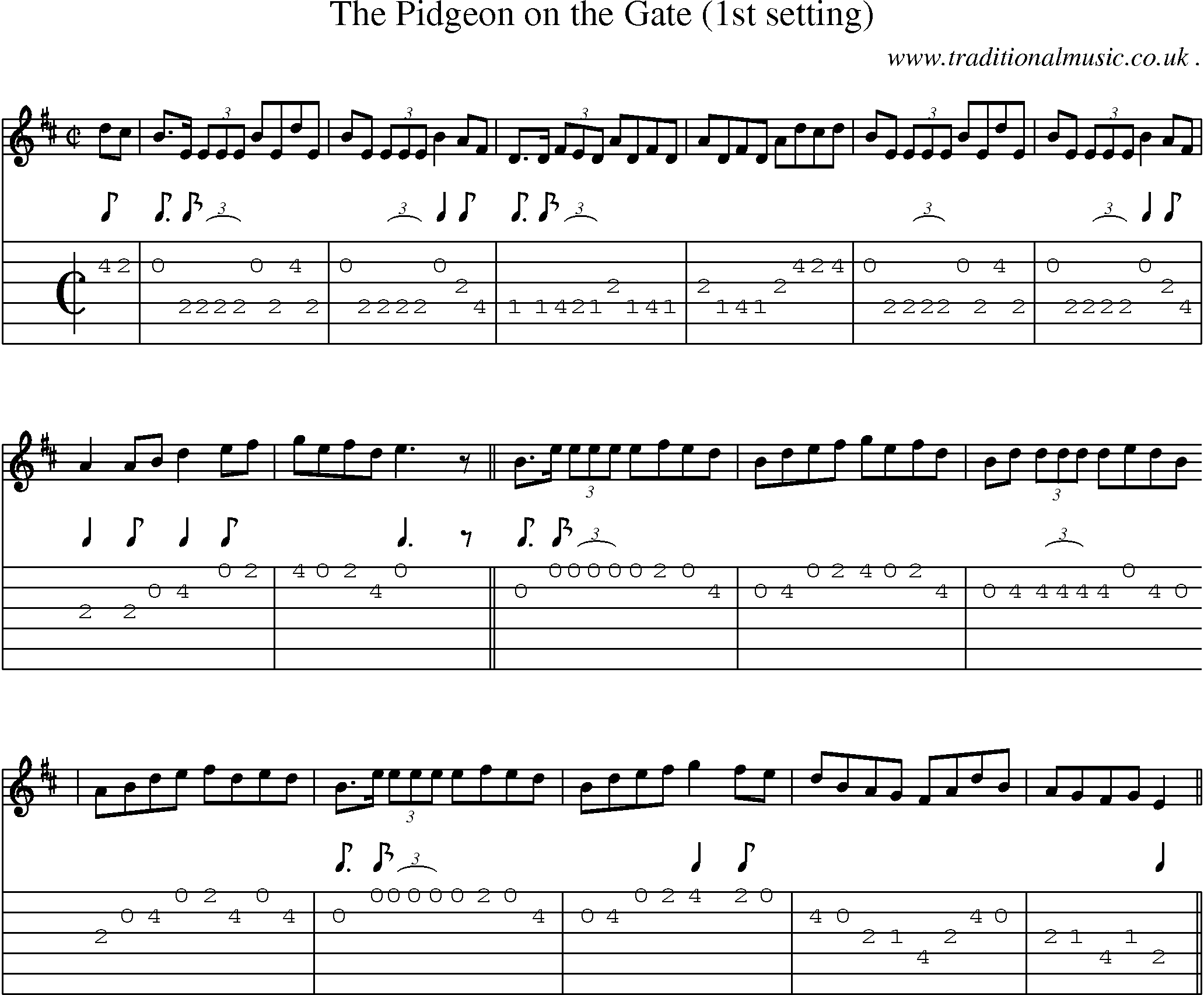 Sheet-Music and Guitar Tabs for The Pidgeon On The Gate (1st Setting)