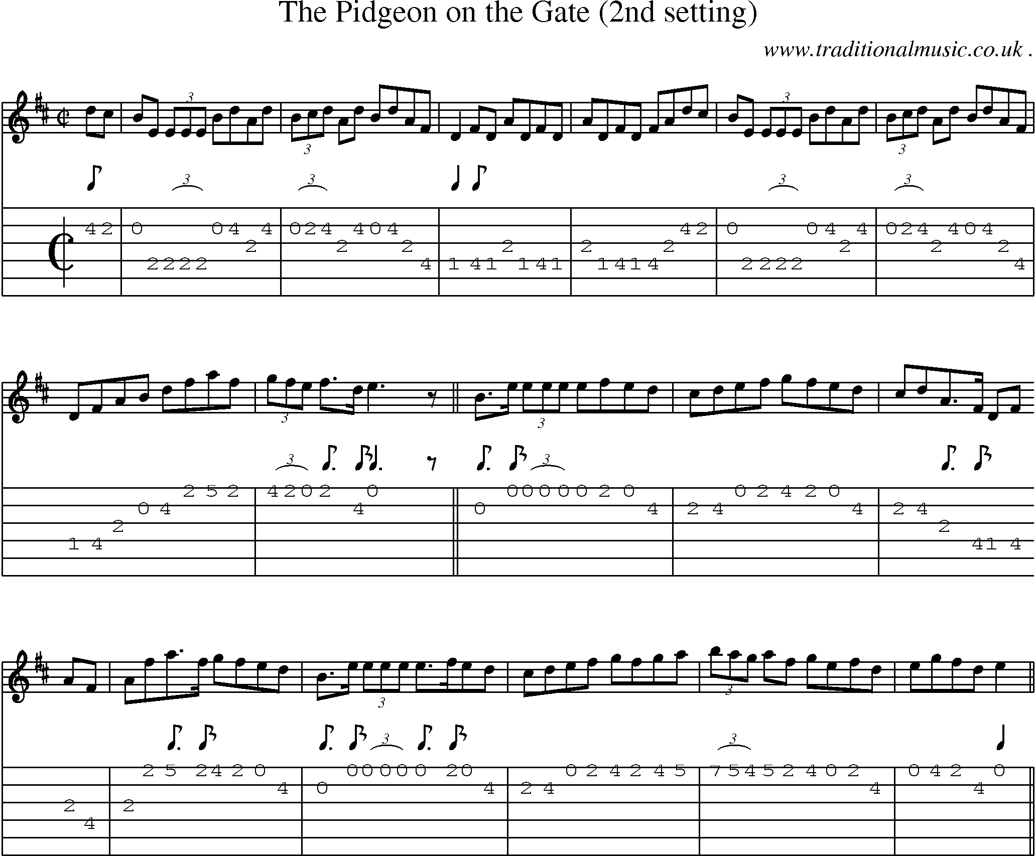 Sheet-Music and Guitar Tabs for The Pidgeon On The Gate (2nd Setting)