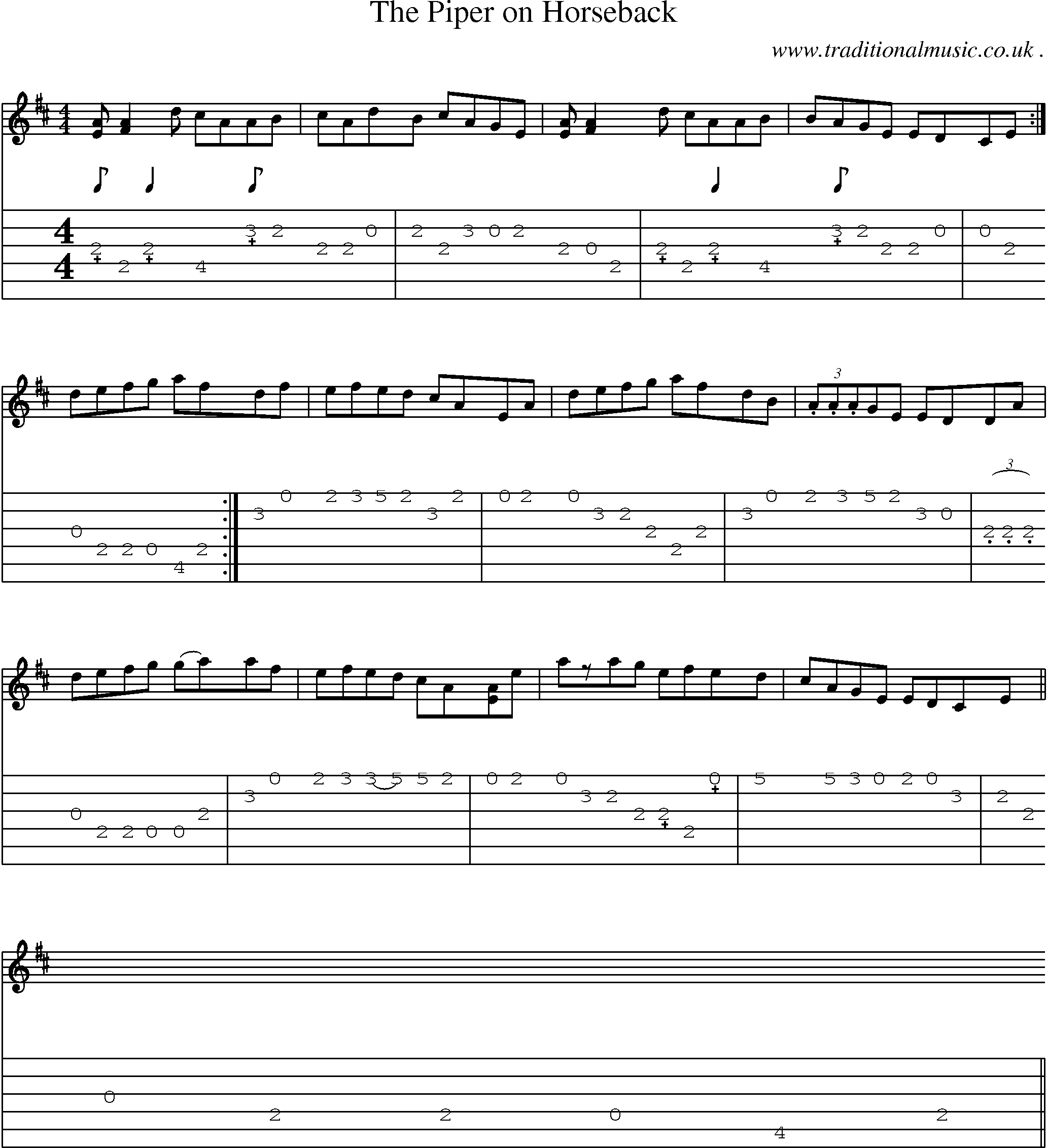 Sheet-Music and Guitar Tabs for The Piper On Horseback