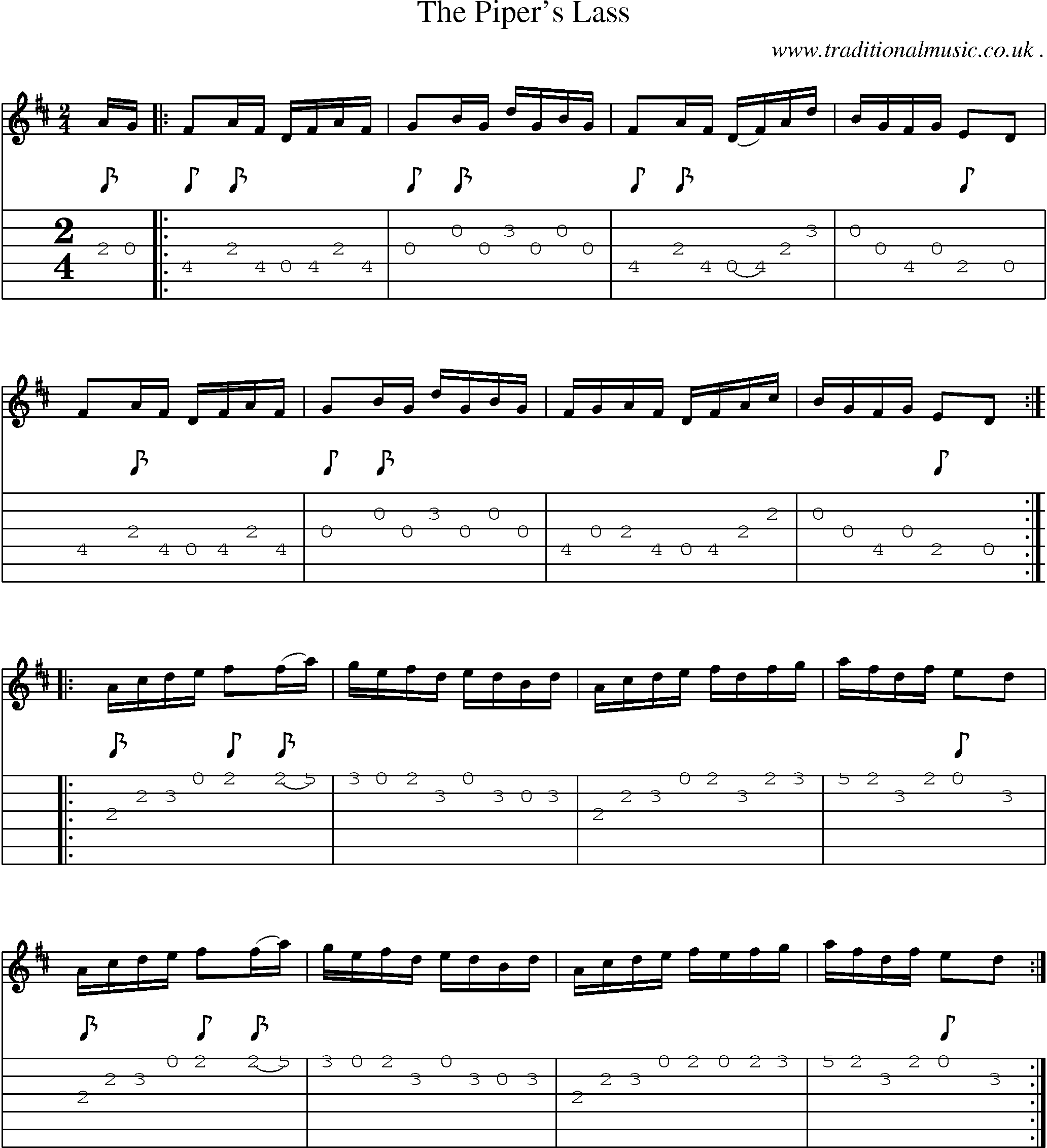 Sheet-Music and Guitar Tabs for The Pipers Lass