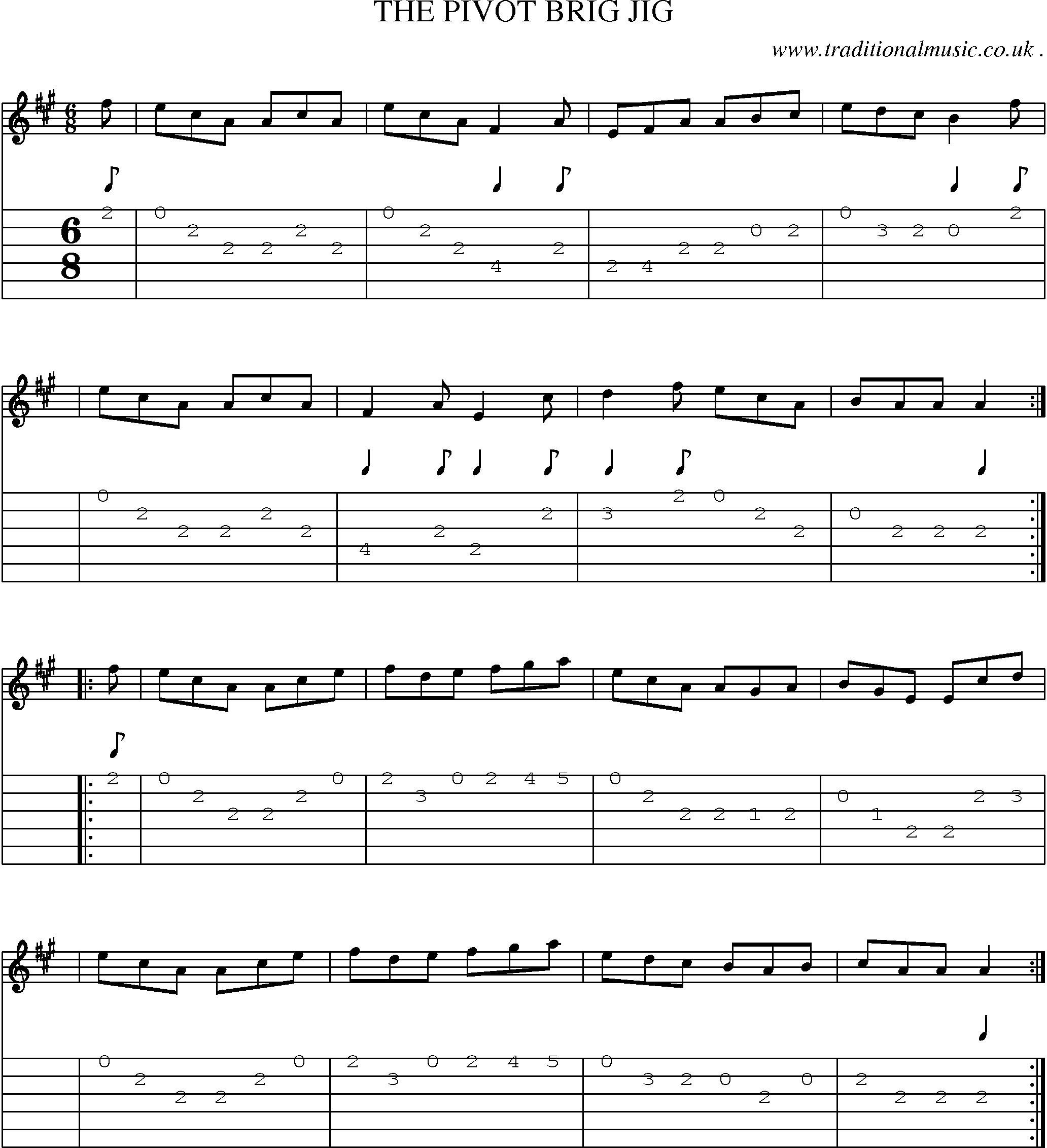 Sheet-Music and Guitar Tabs for The Pivot Brig Jig