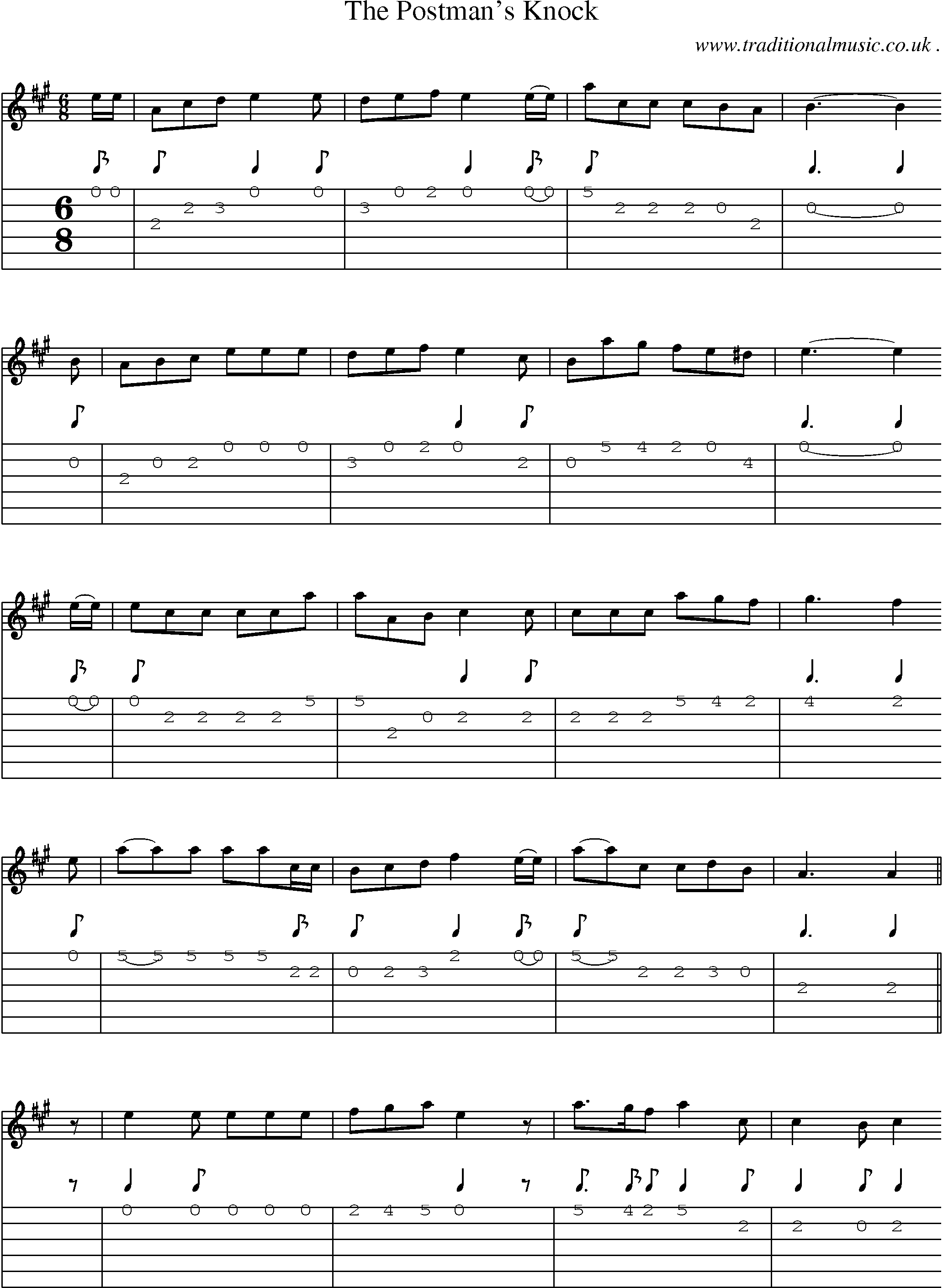 Sheet-Music and Guitar Tabs for The Postmans Knock