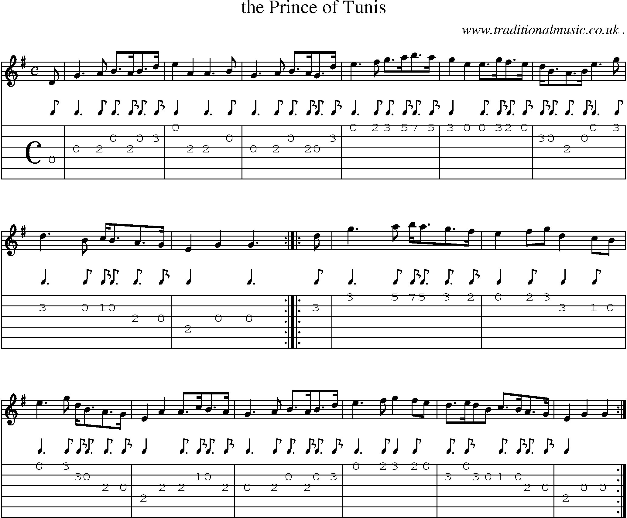 Sheet-Music and Guitar Tabs for The Prince Of Tunis