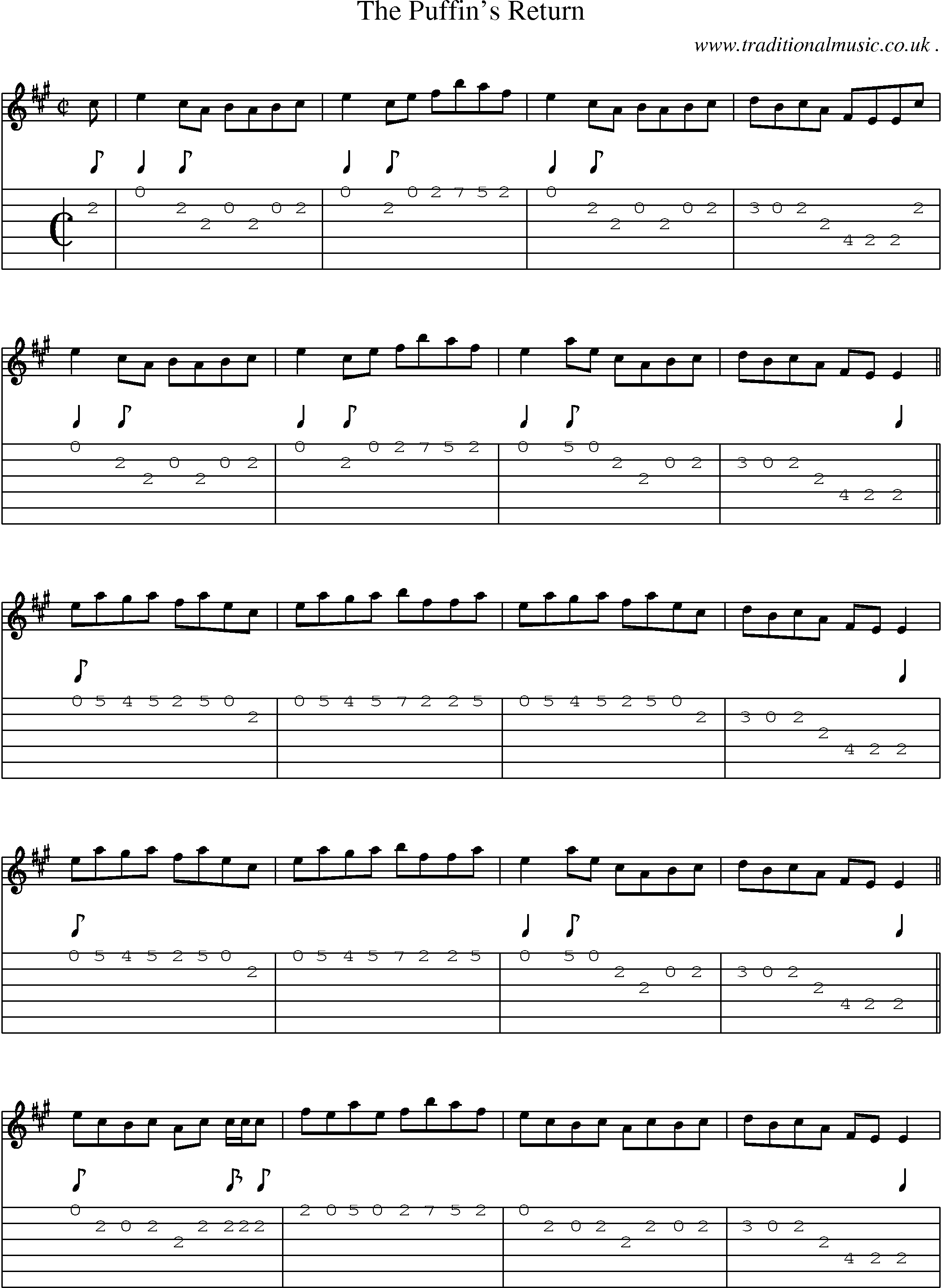 Sheet-Music and Guitar Tabs for The Puffins Return