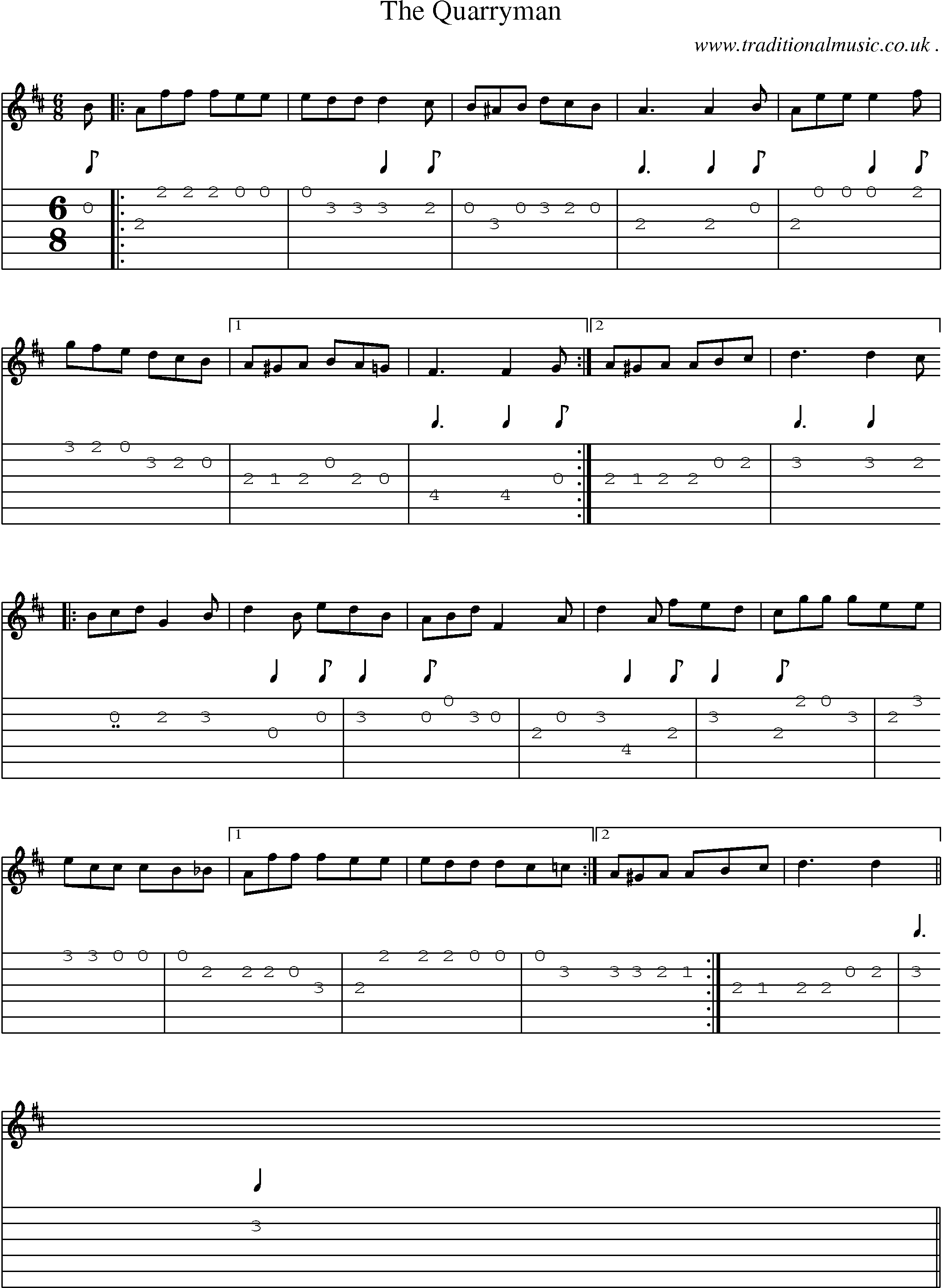Sheet-Music and Guitar Tabs for The Quarryman