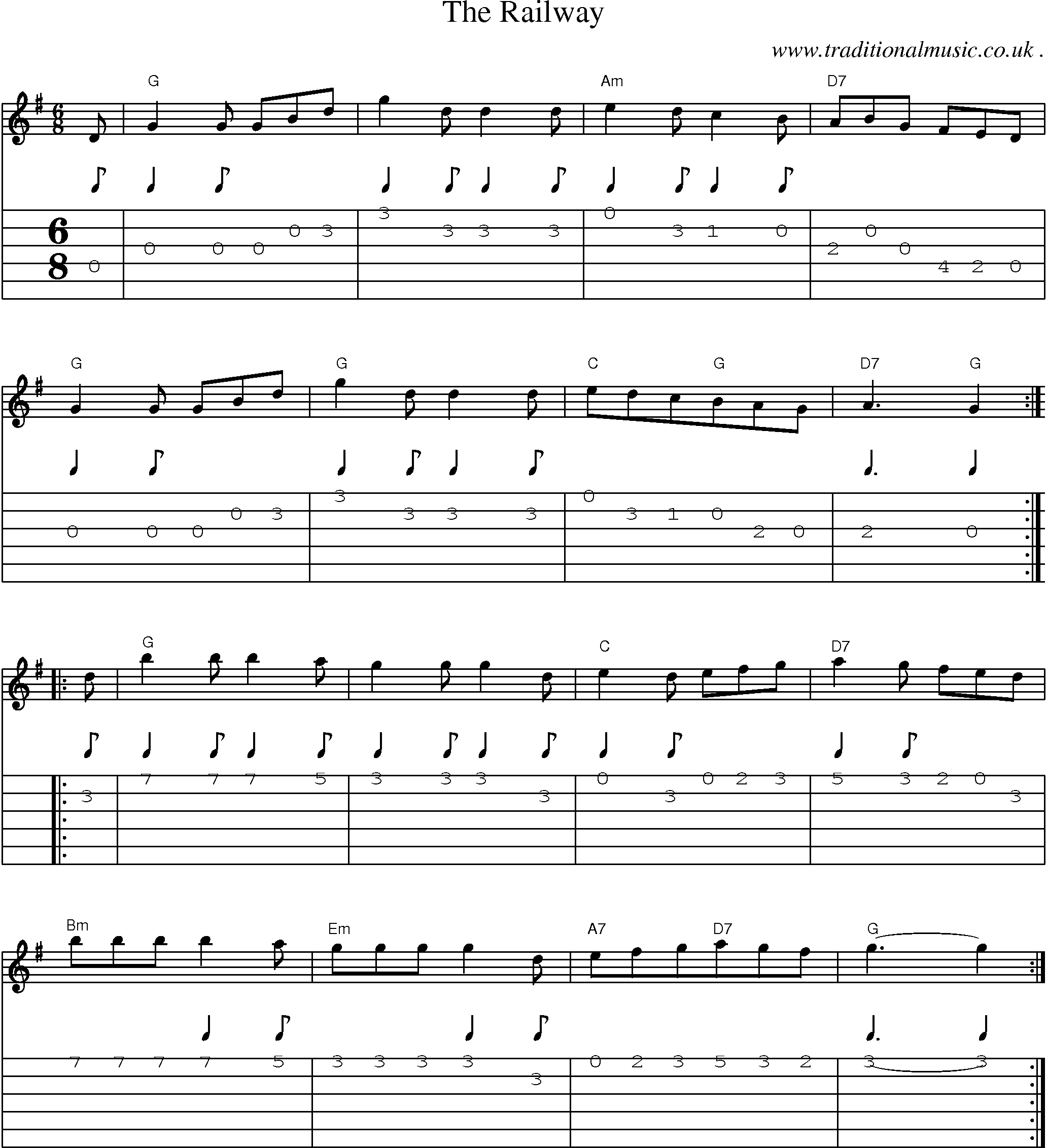 Sheet-Music and Guitar Tabs for The Railway