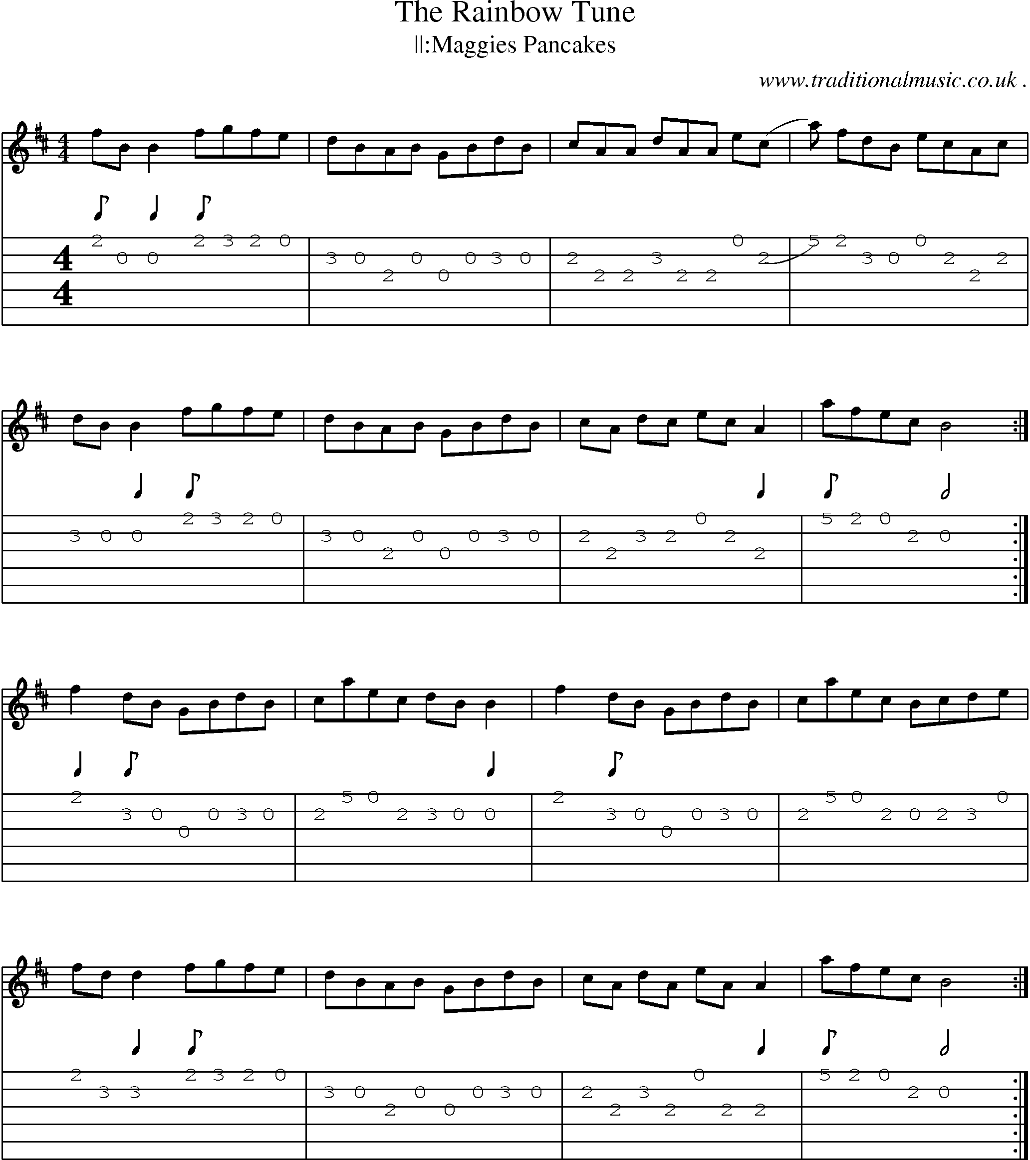 Sheet-Music and Guitar Tabs for The Rainbow Tune
