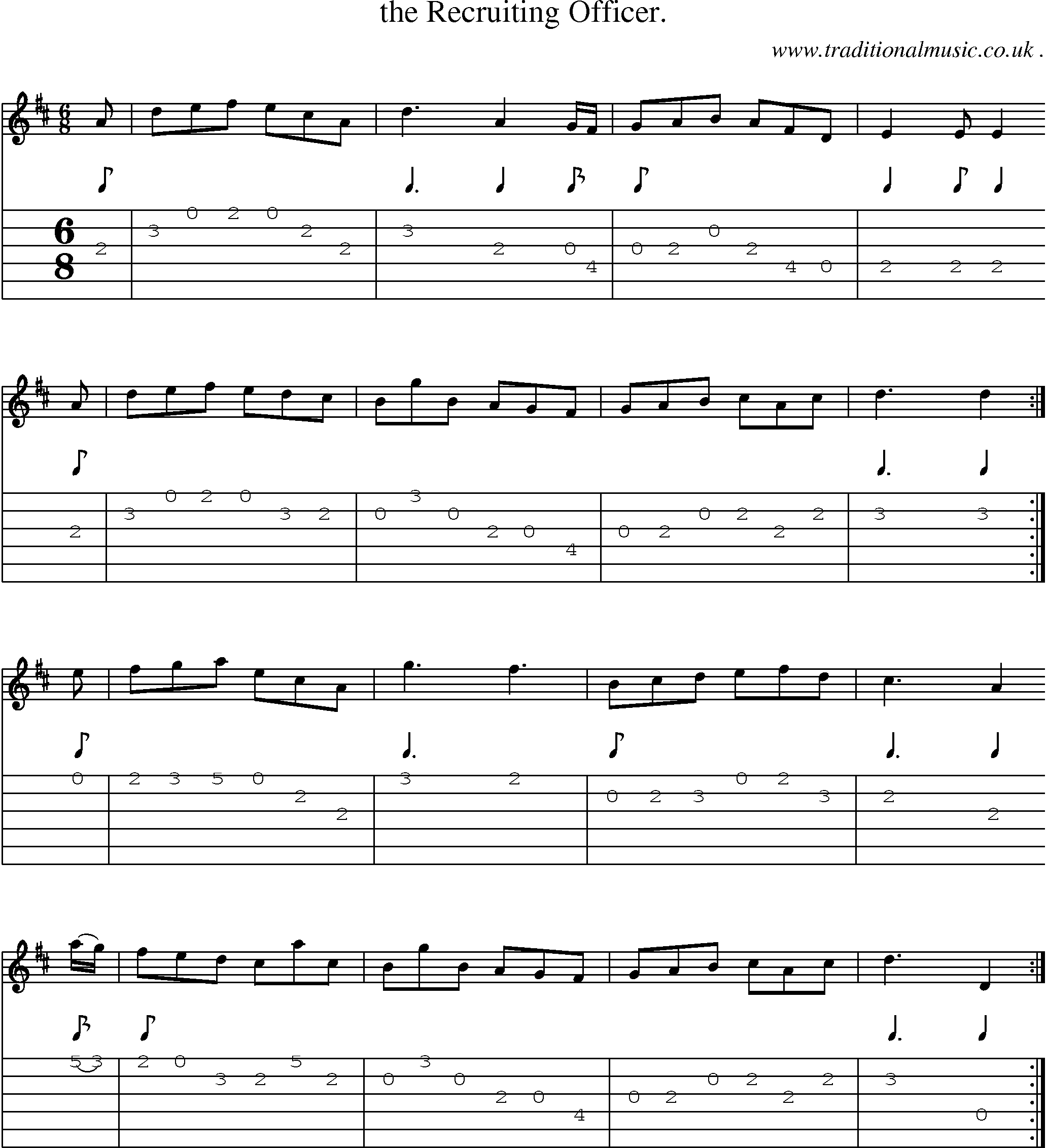 Sheet-Music and Guitar Tabs for The Recruiting Officer