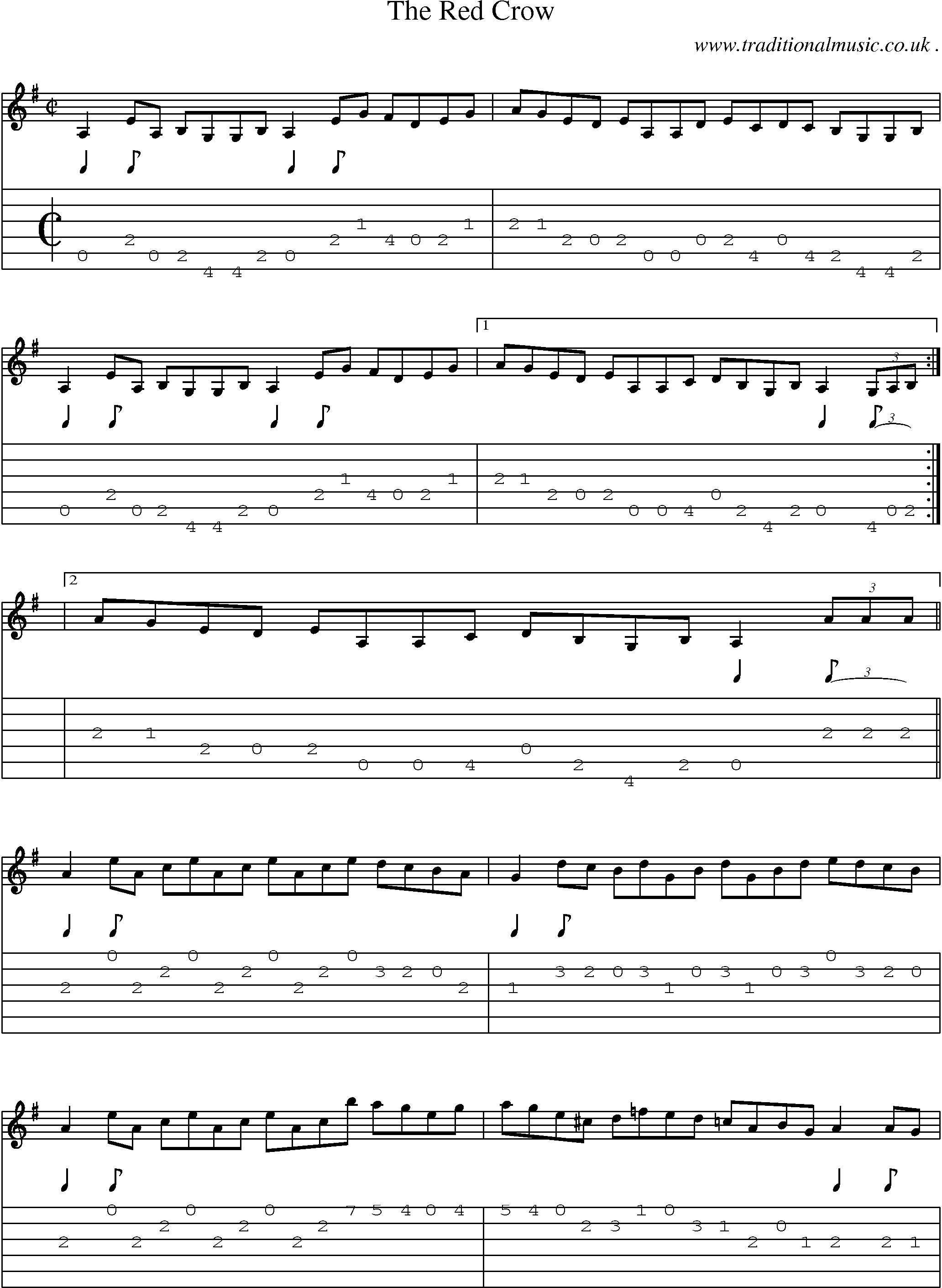 Sheet-Music and Guitar Tabs for The Red Crow