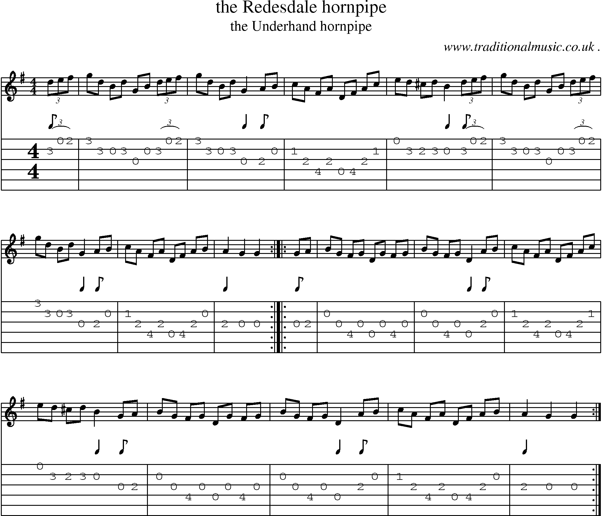 Sheet-Music and Guitar Tabs for The Redesdale Hornpipe