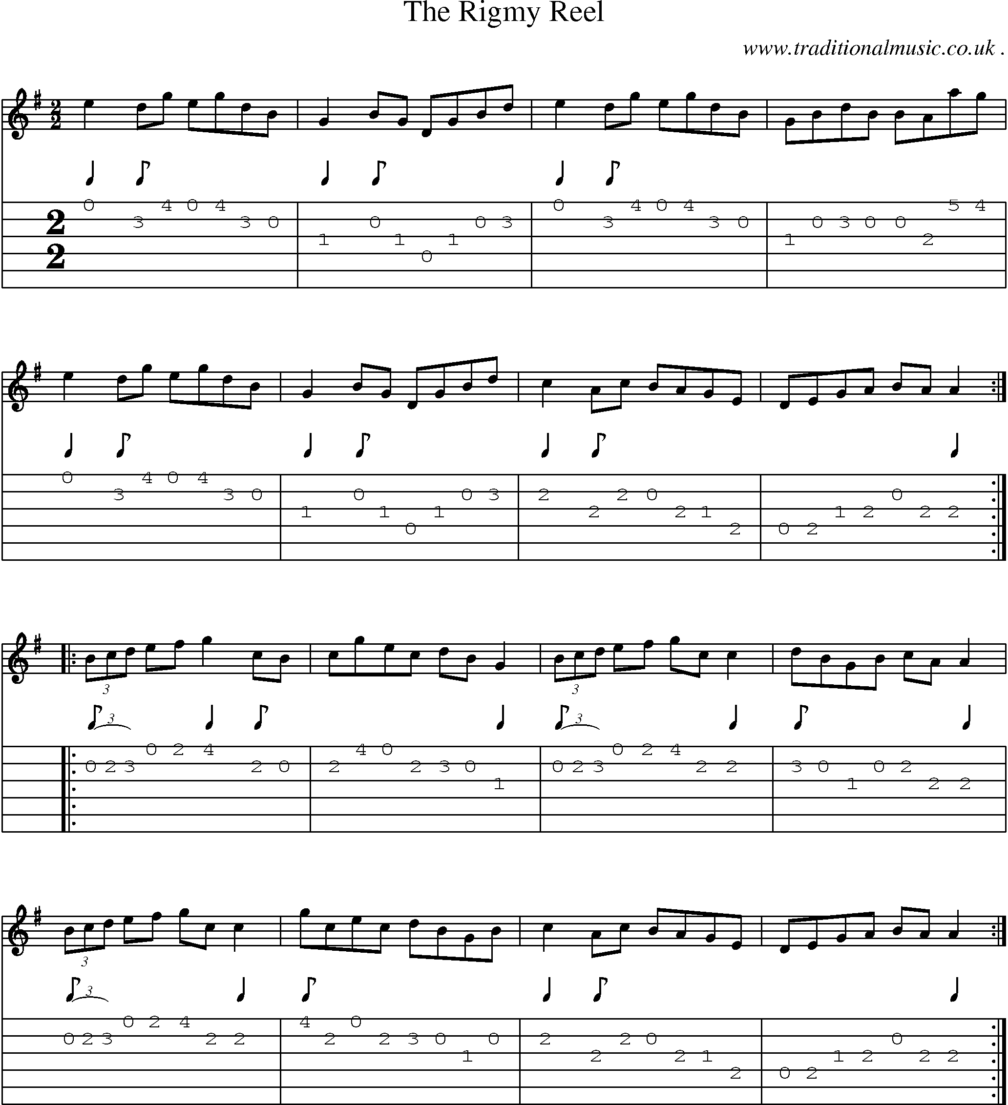 Sheet-Music and Guitar Tabs for The Rigmy Reel