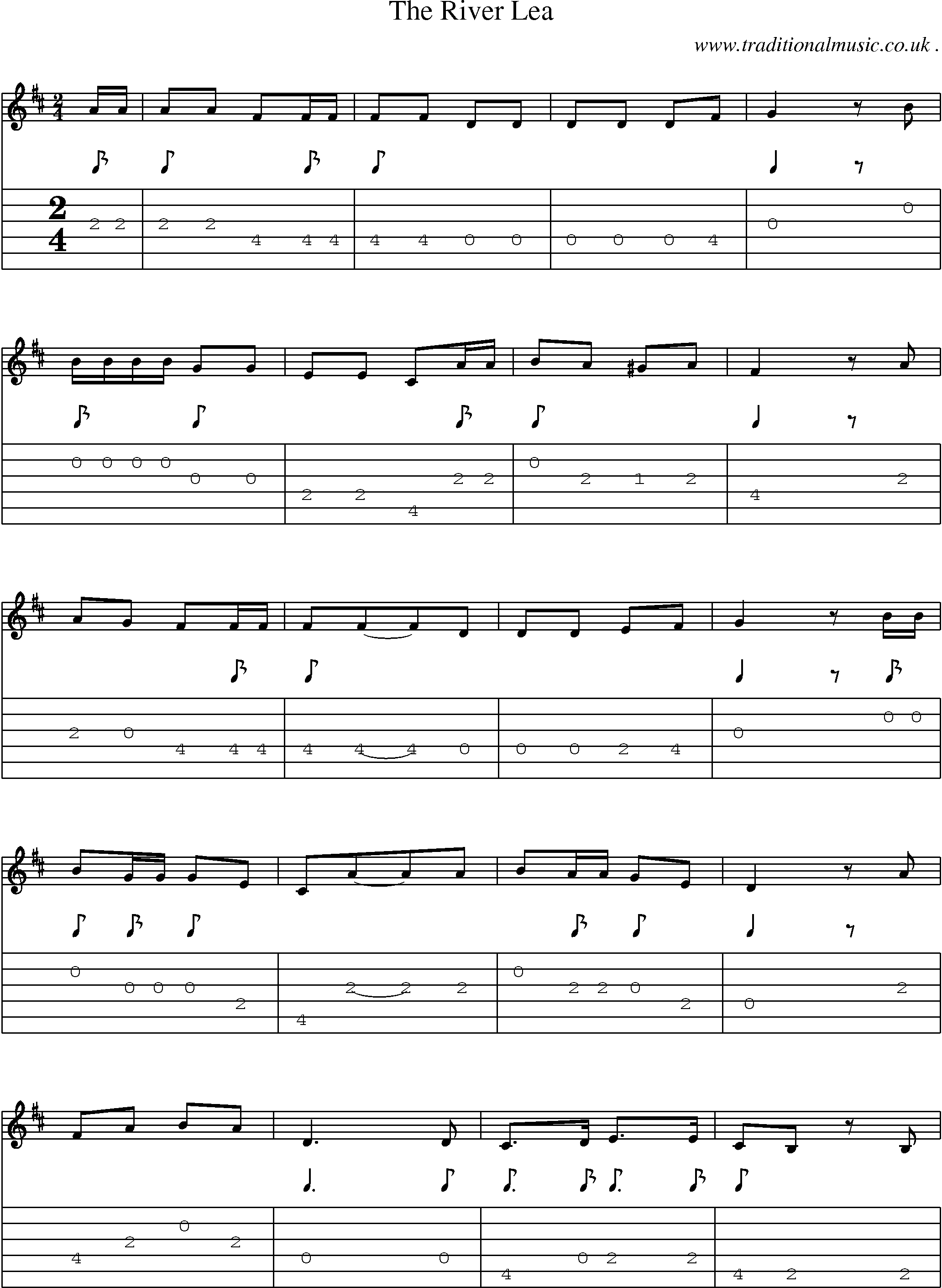 Sheet-Music and Guitar Tabs for The River Lea