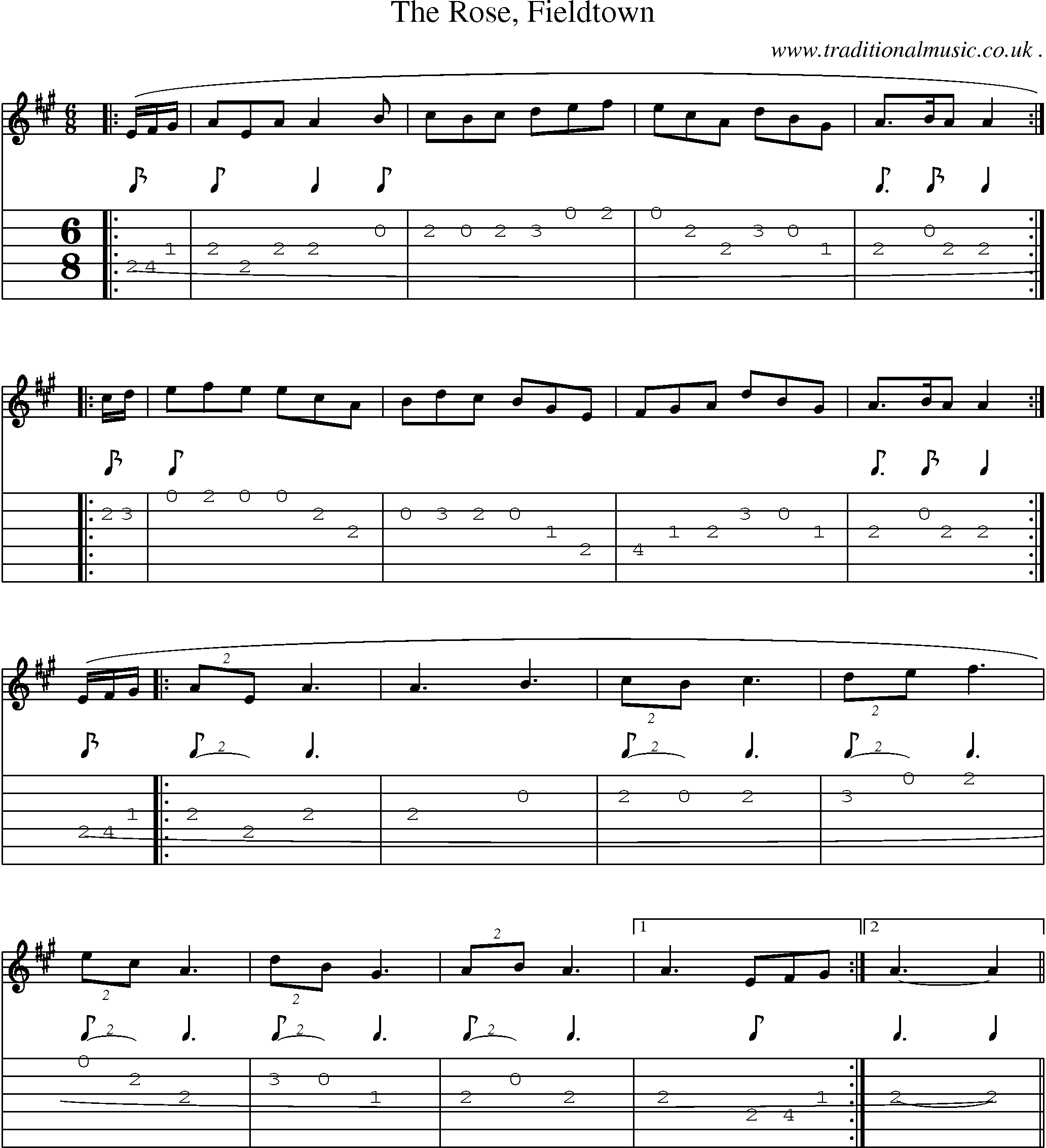 Sheet-Music and Guitar Tabs for The Rose Fieldtown