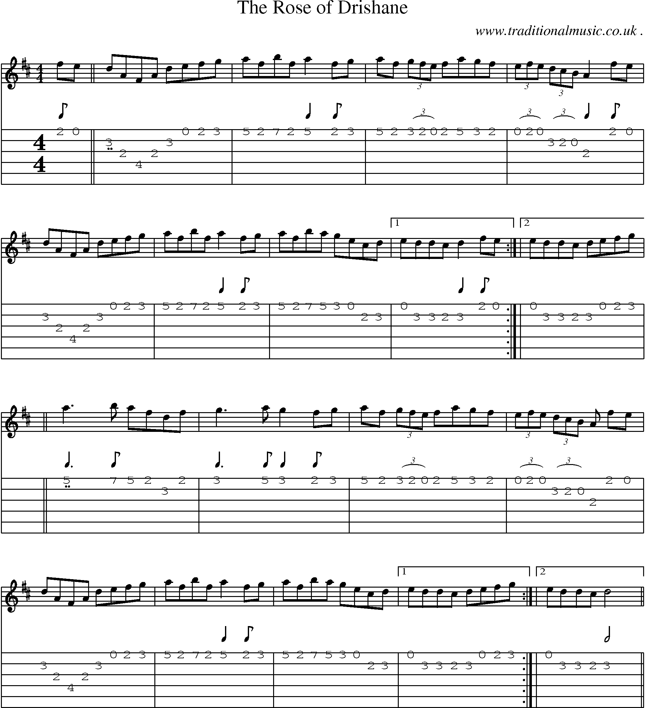 Sheet-Music and Guitar Tabs for The Rose Of Drishane