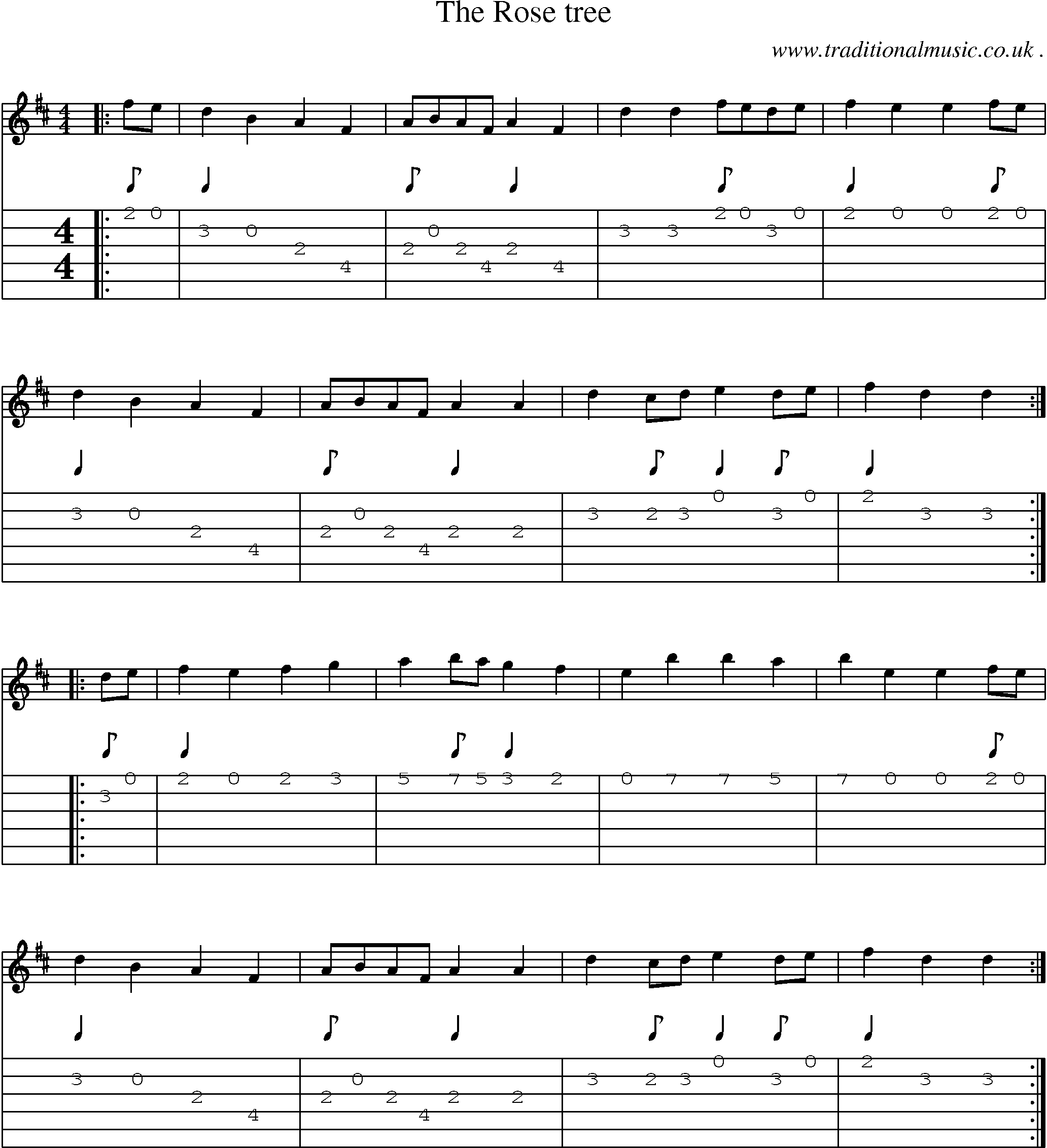 Sheet-Music and Guitar Tabs for The Rose Tree