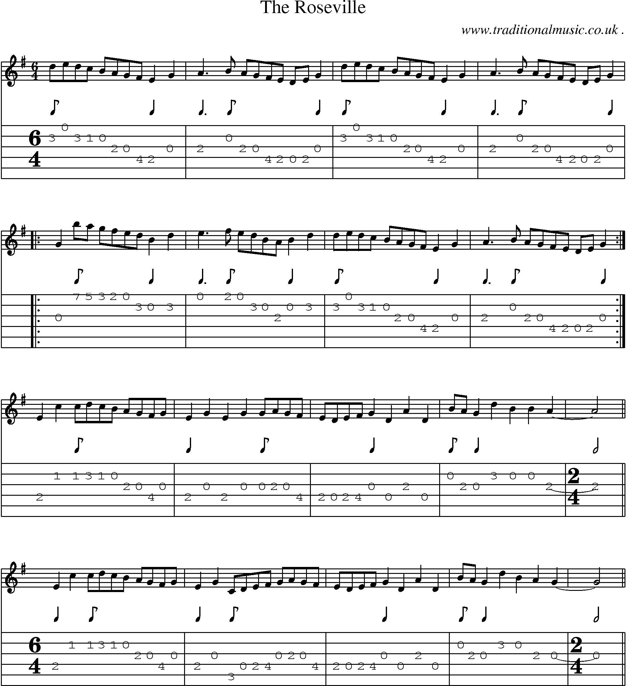 Sheet-Music and Guitar Tabs for The Roseville