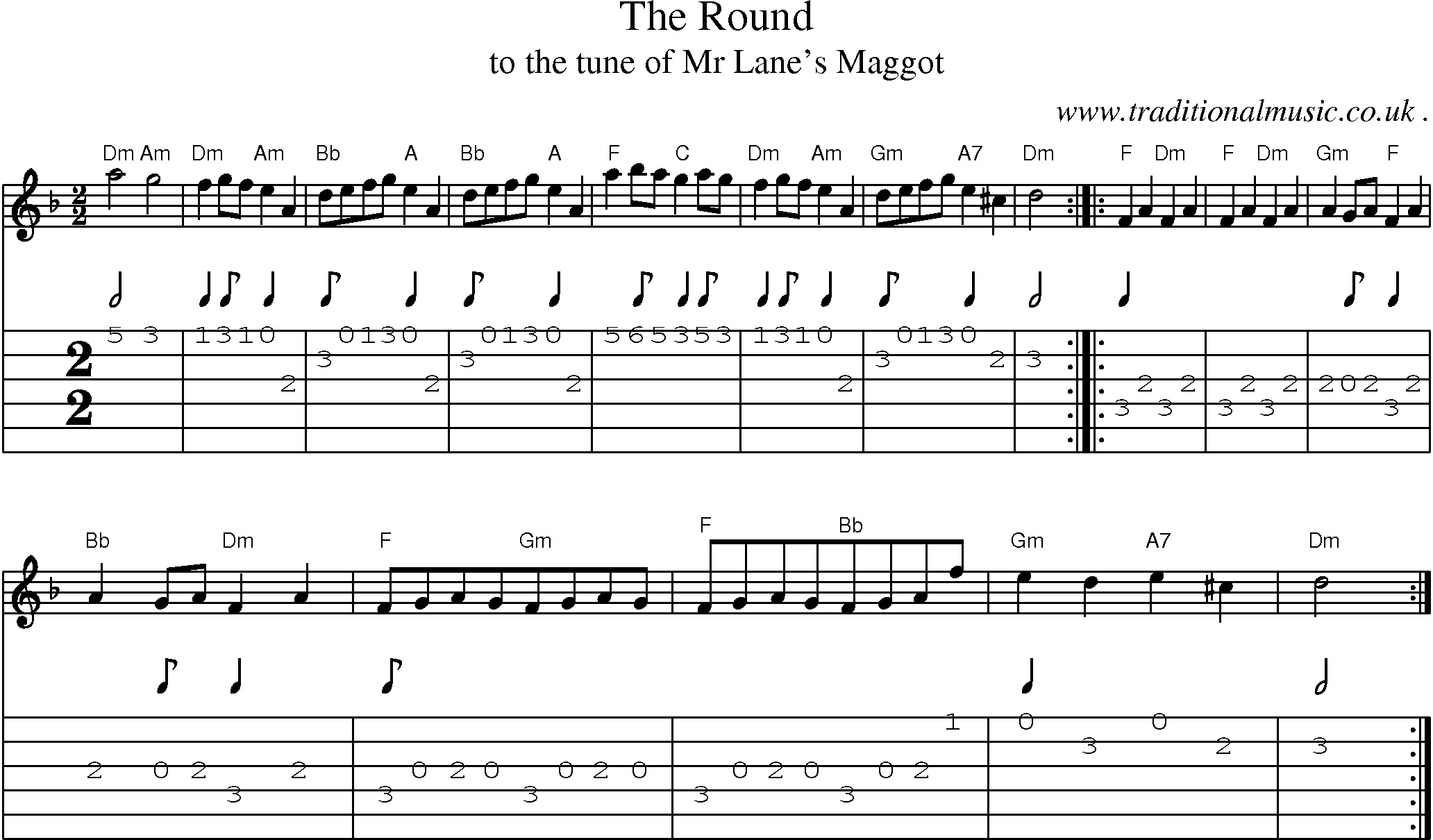 Sheet-Music and Guitar Tabs for The Round