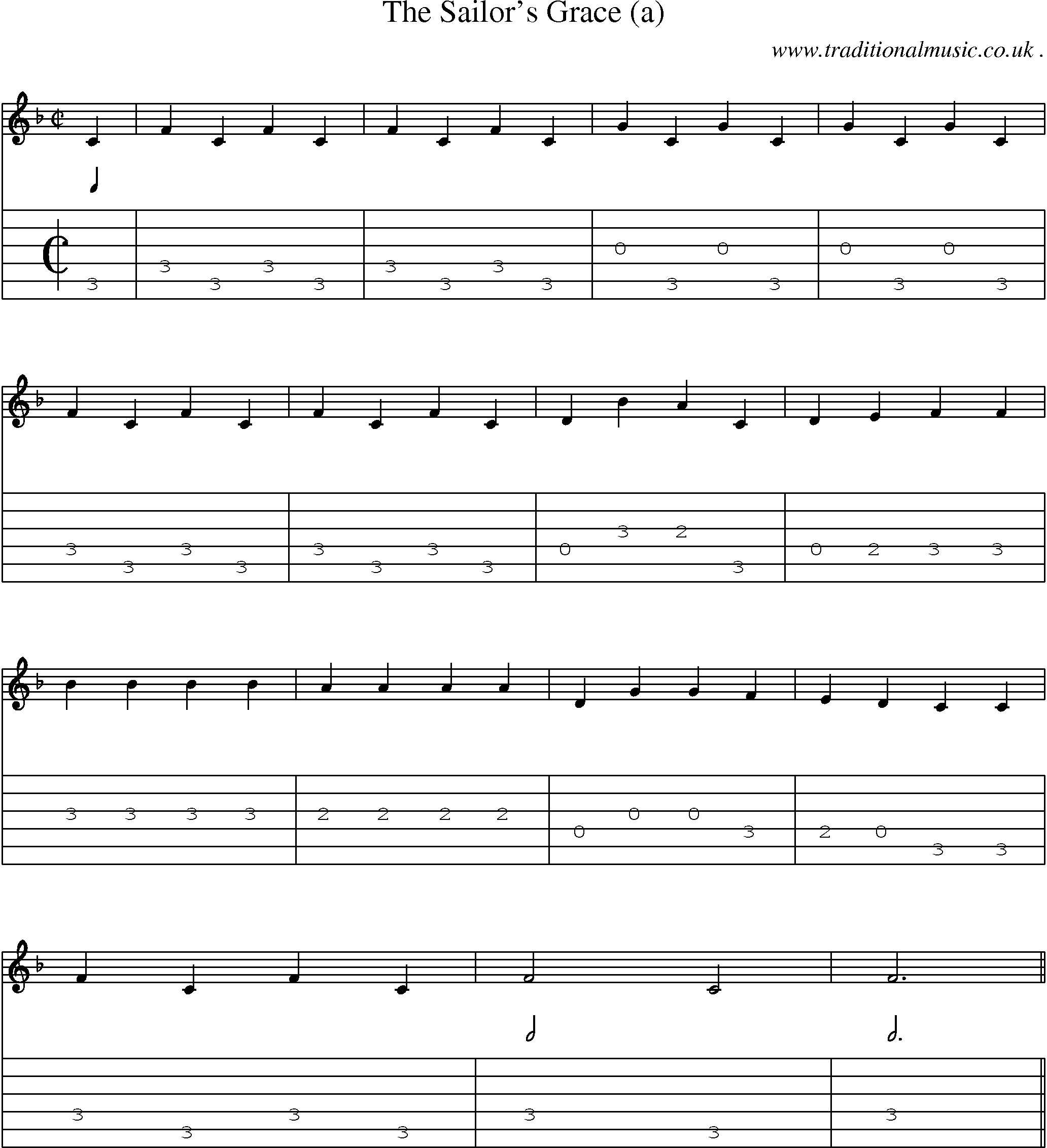 Sheet-Music and Guitar Tabs for The Sailors Grace (a)