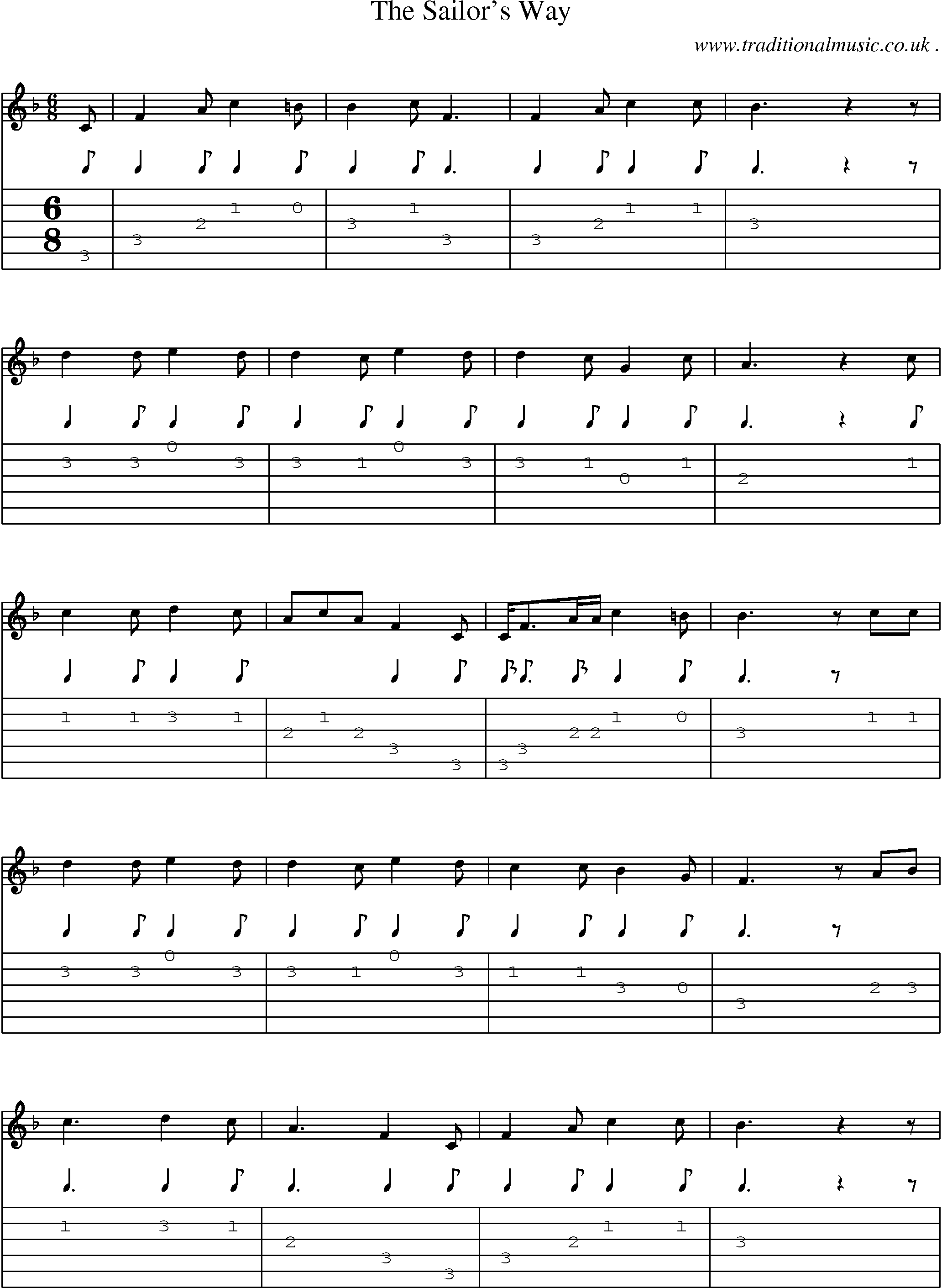 Sheet-Music and Guitar Tabs for The Sailors Way
