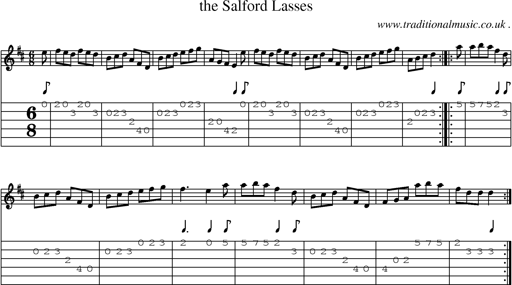 Sheet-Music and Guitar Tabs for The Salford Lasses