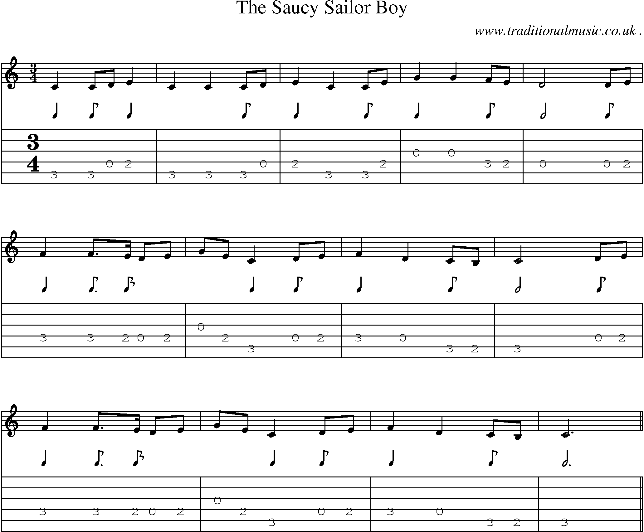 Sheet-Music and Guitar Tabs for The Saucy Sailor Boy