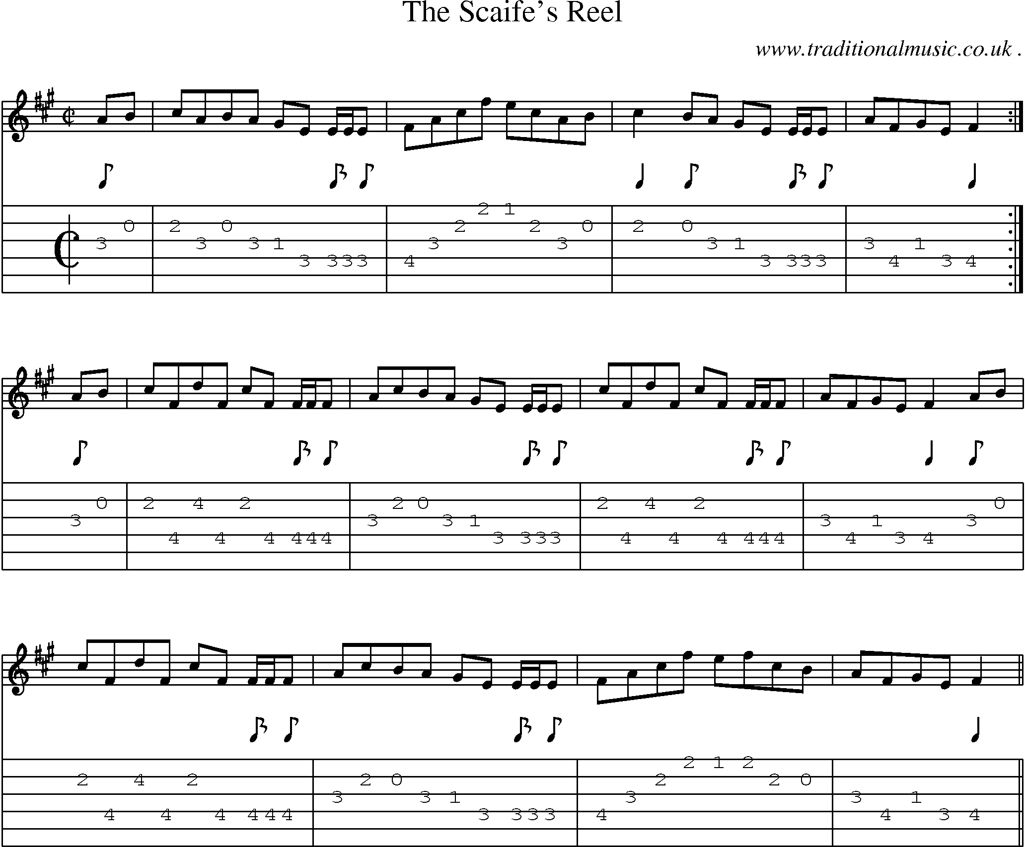 Sheet-Music and Guitar Tabs for The Scaifes Reel
