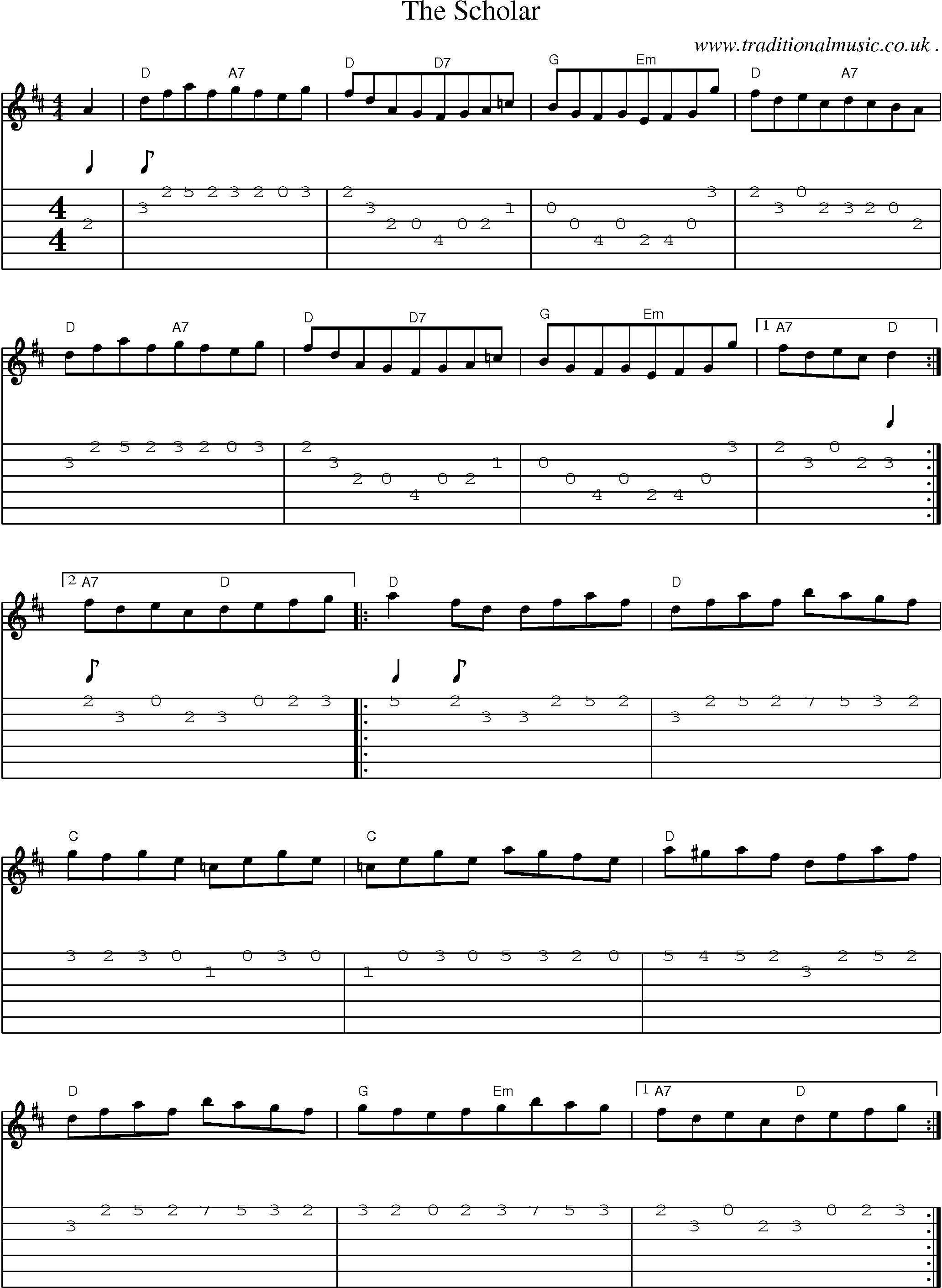 Sheet-Music and Guitar Tabs for The Scholar