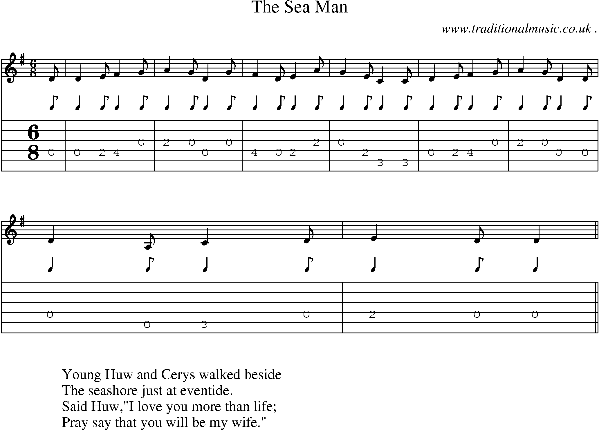 Sheet-Music and Guitar Tabs for The Sea Man