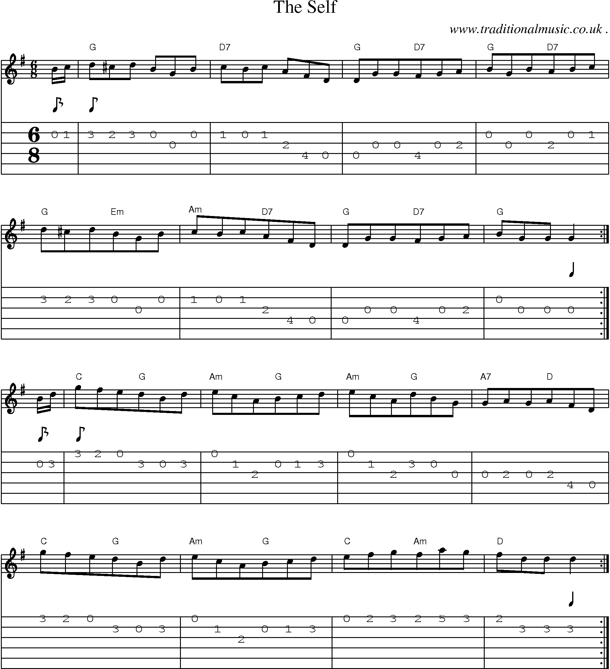 Sheet-Music and Guitar Tabs for The Self