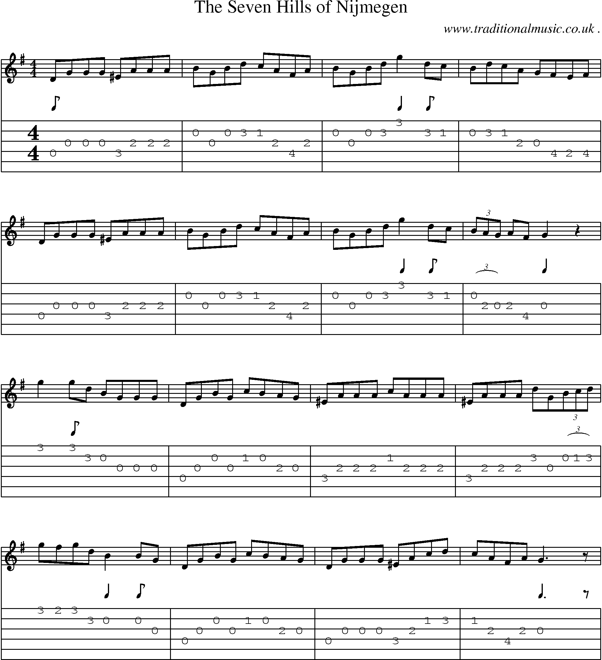 Sheet-Music and Guitar Tabs for The Seven Hills Of Nijmegen