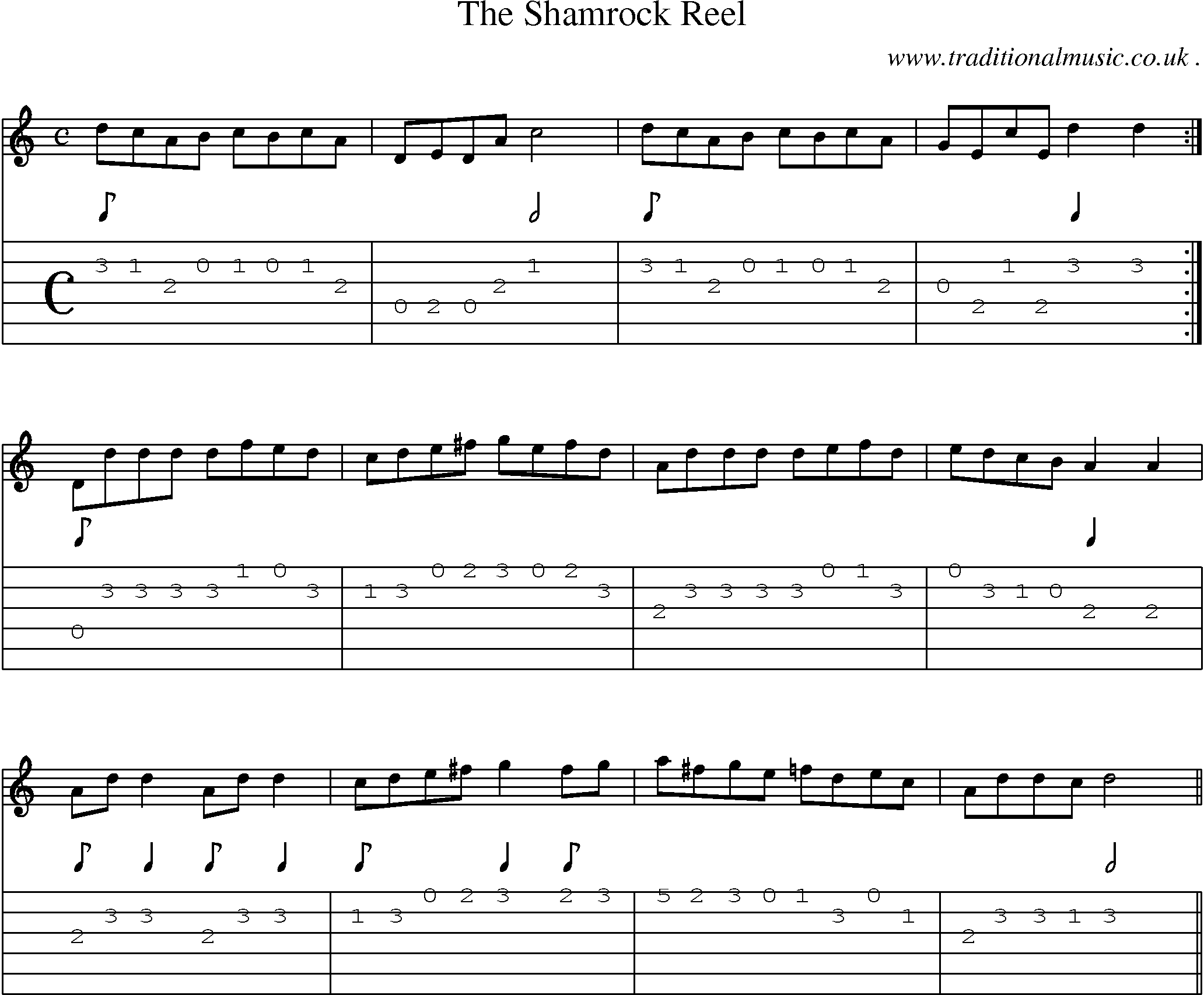 Sheet-Music and Guitar Tabs for The Shamrock Reel