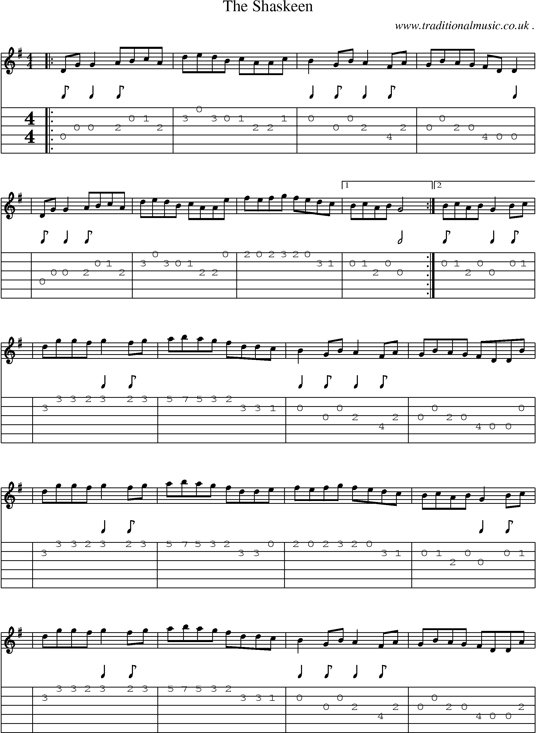 Sheet-Music and Guitar Tabs for The Shaskeen