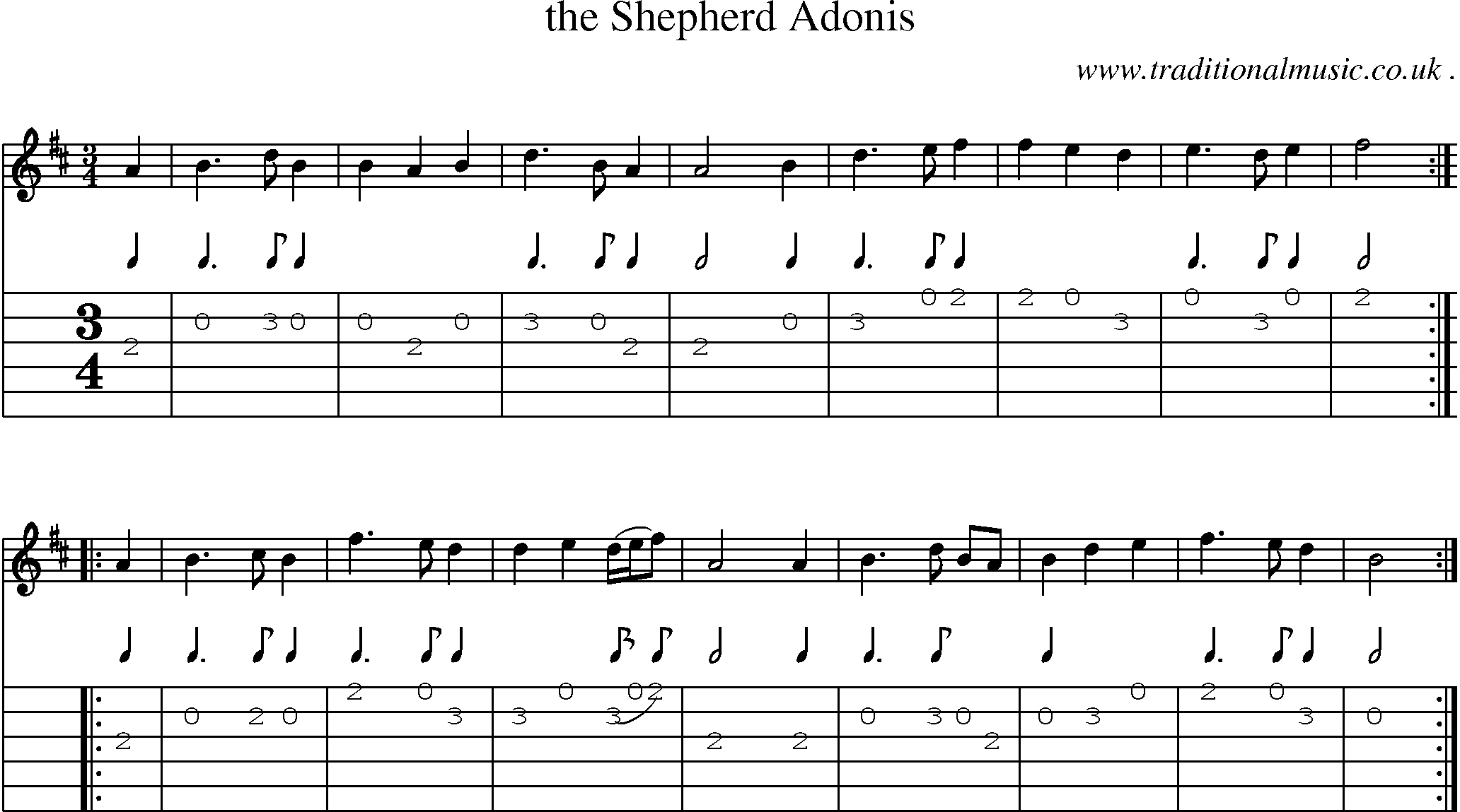 Sheet-Music and Guitar Tabs for The Shepherd Adonis
