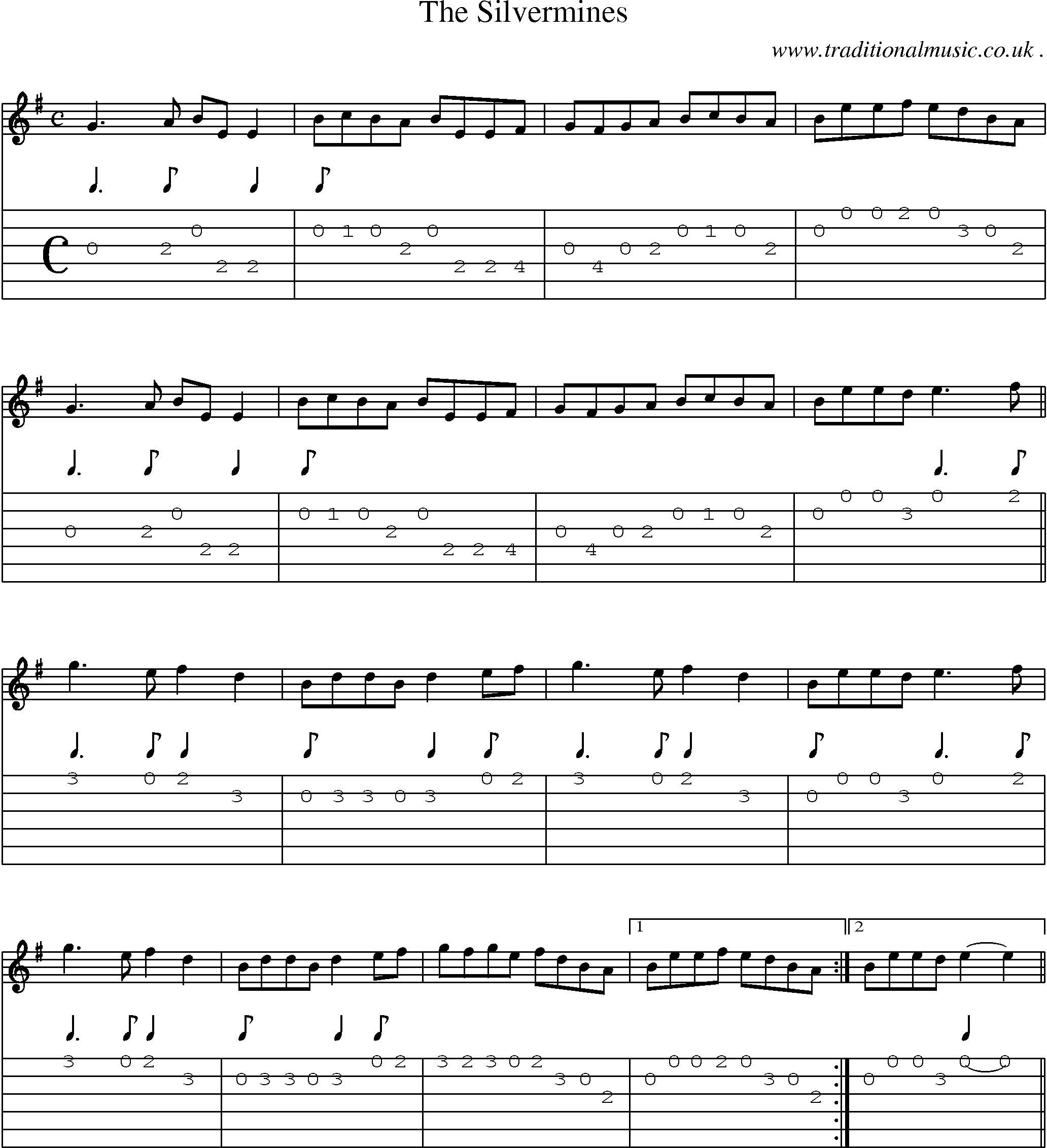 Sheet-Music and Guitar Tabs for The Silvermines