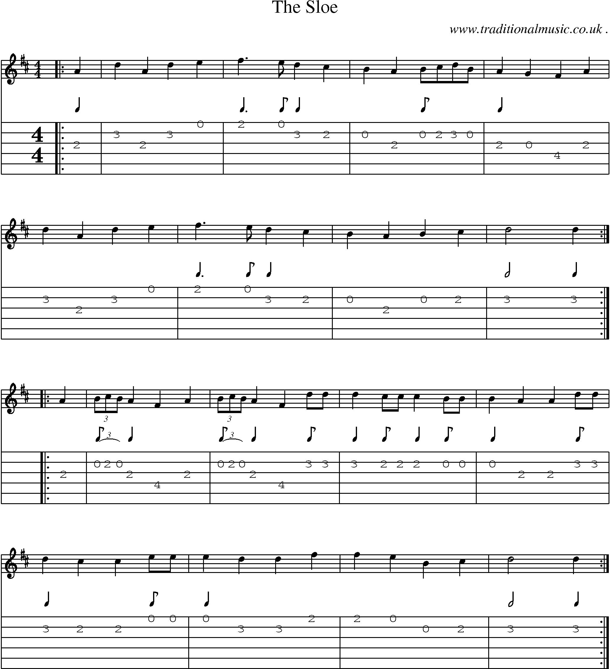 Sheet-Music and Guitar Tabs for The Sloe