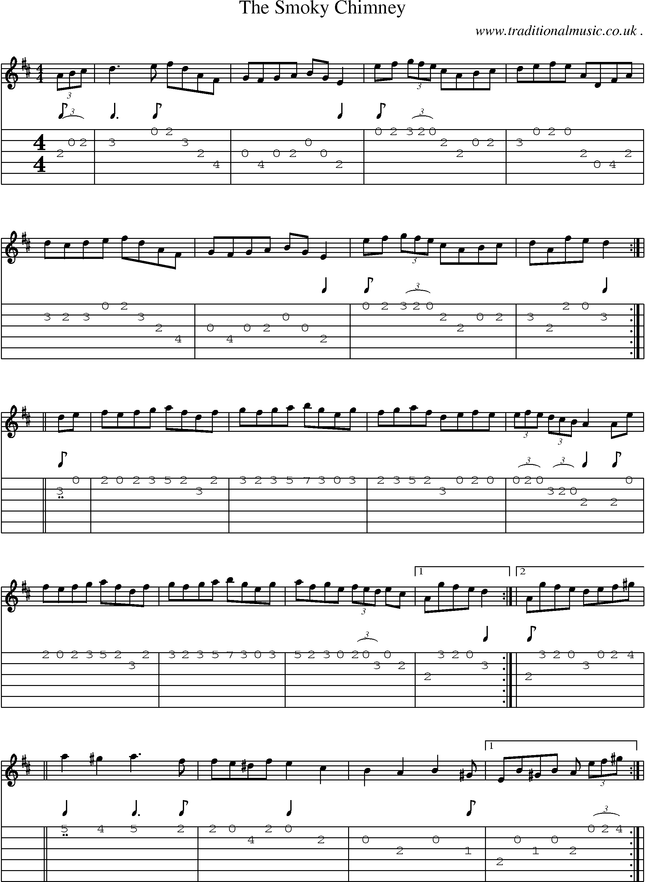 Sheet-Music and Guitar Tabs for The Smoky Chimney