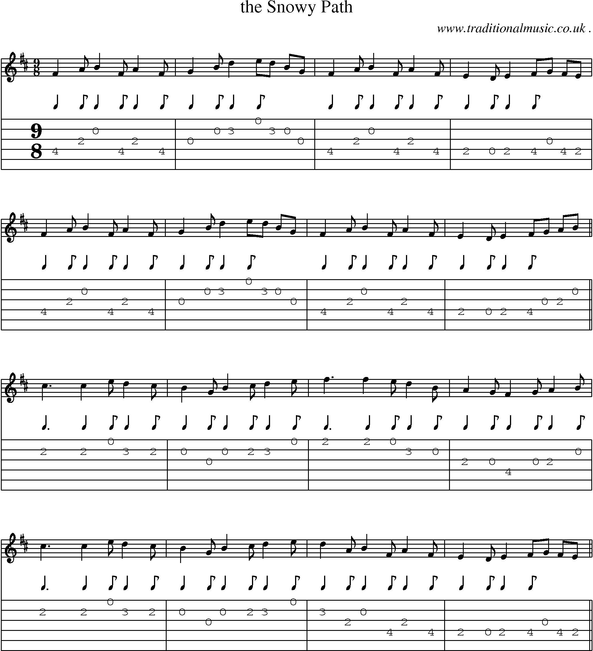 Sheet-Music and Guitar Tabs for The Snowy Path