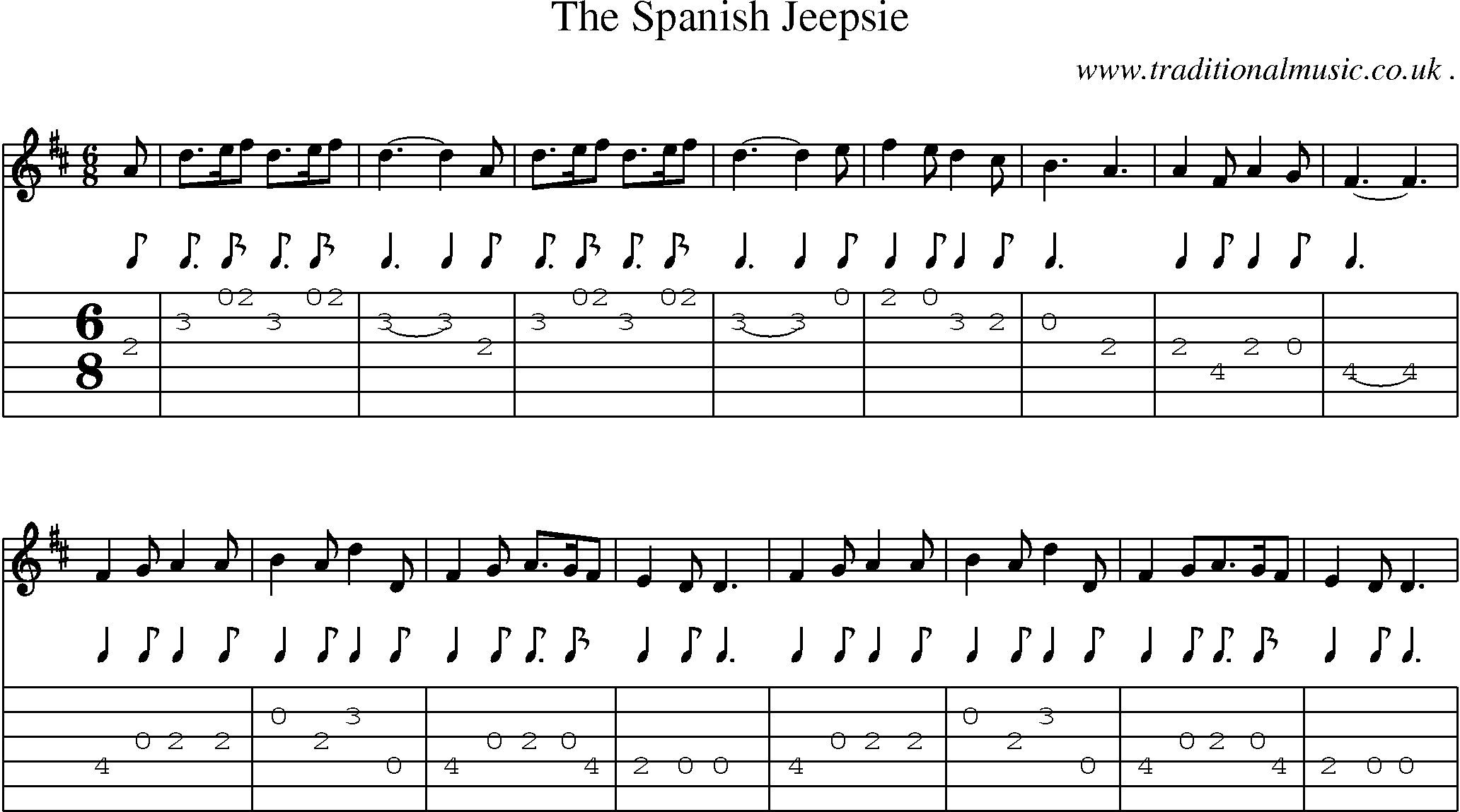 Sheet-Music and Guitar Tabs for The Spanish Jeepsie