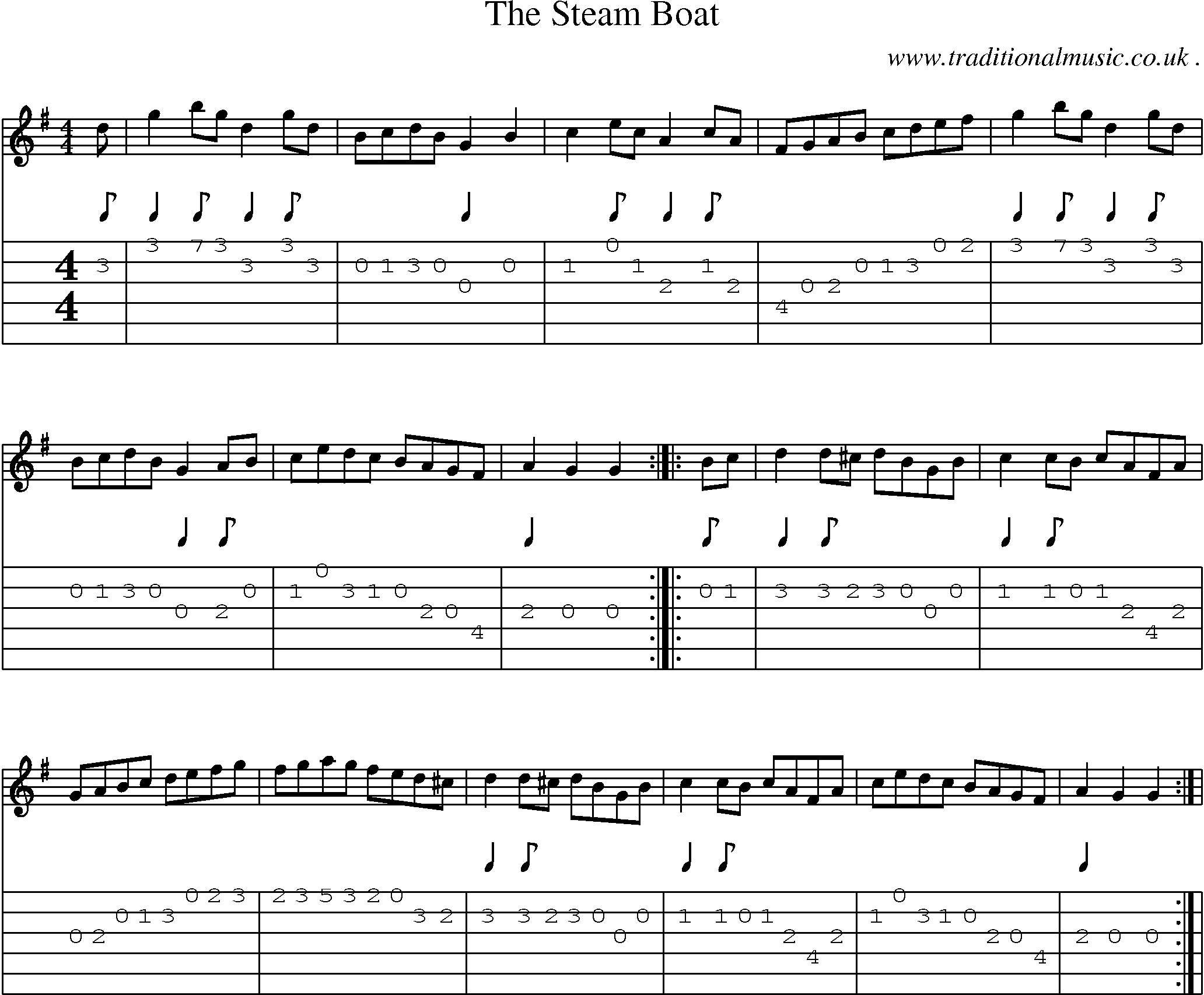 Sheet-Music and Guitar Tabs for The Steam Boat