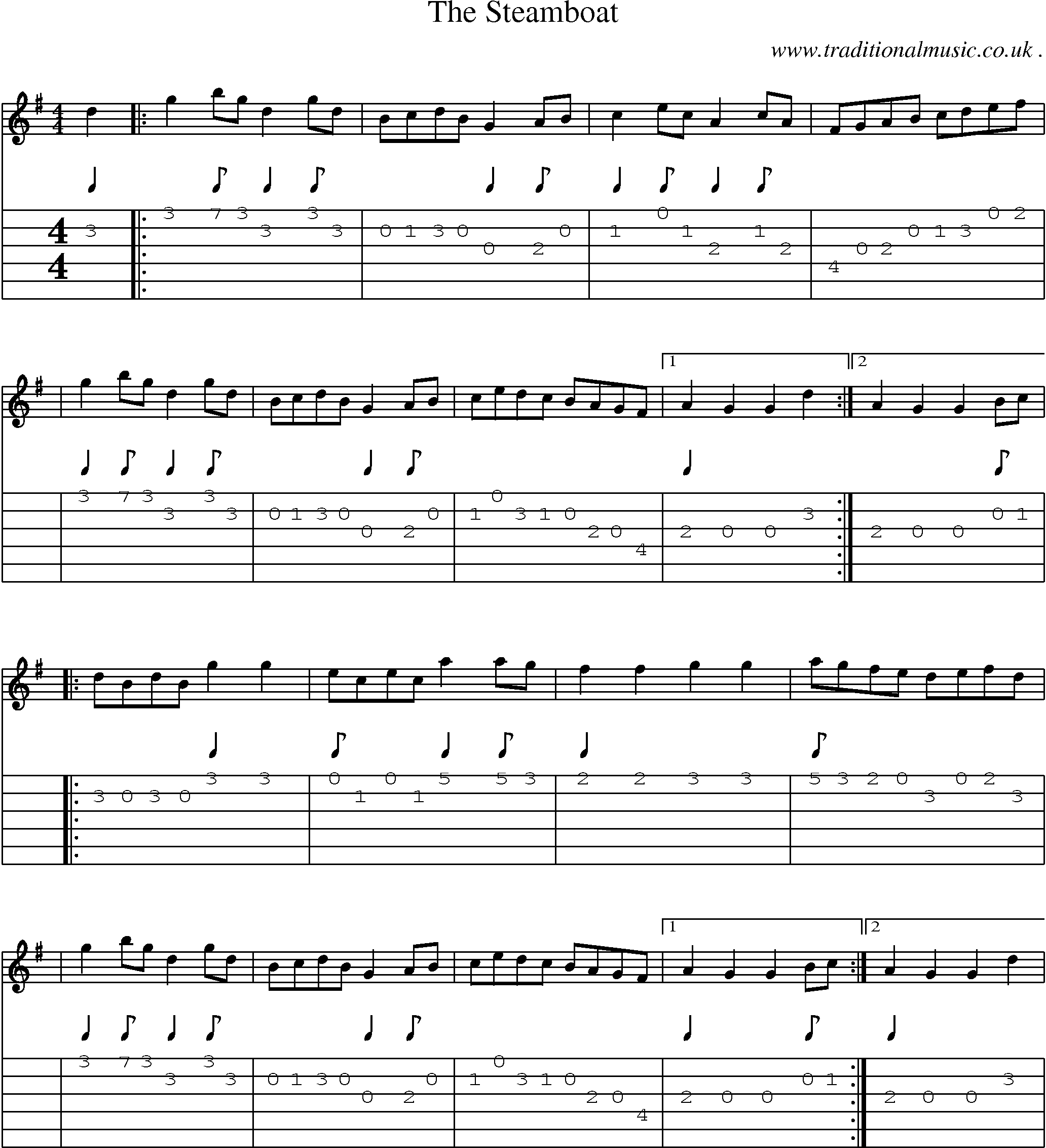 Sheet-Music and Guitar Tabs for The Steamboat