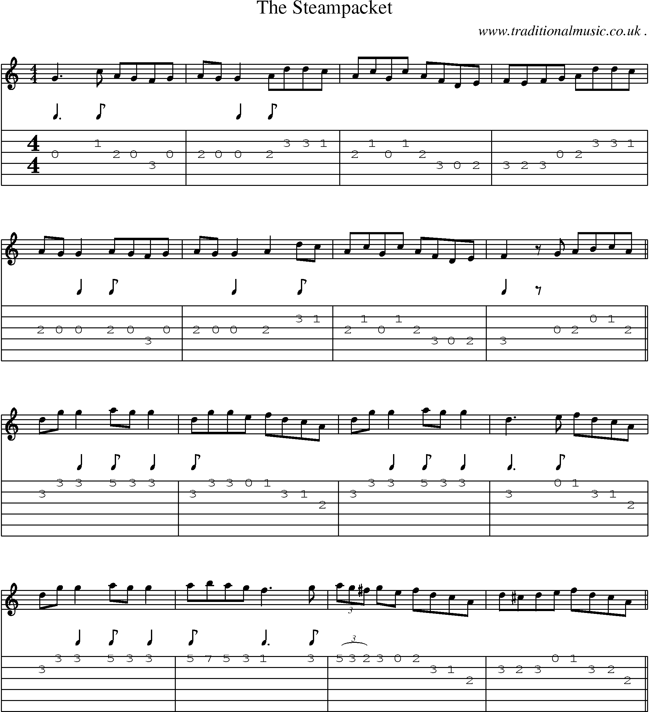 Sheet-Music and Guitar Tabs for The Steampacket