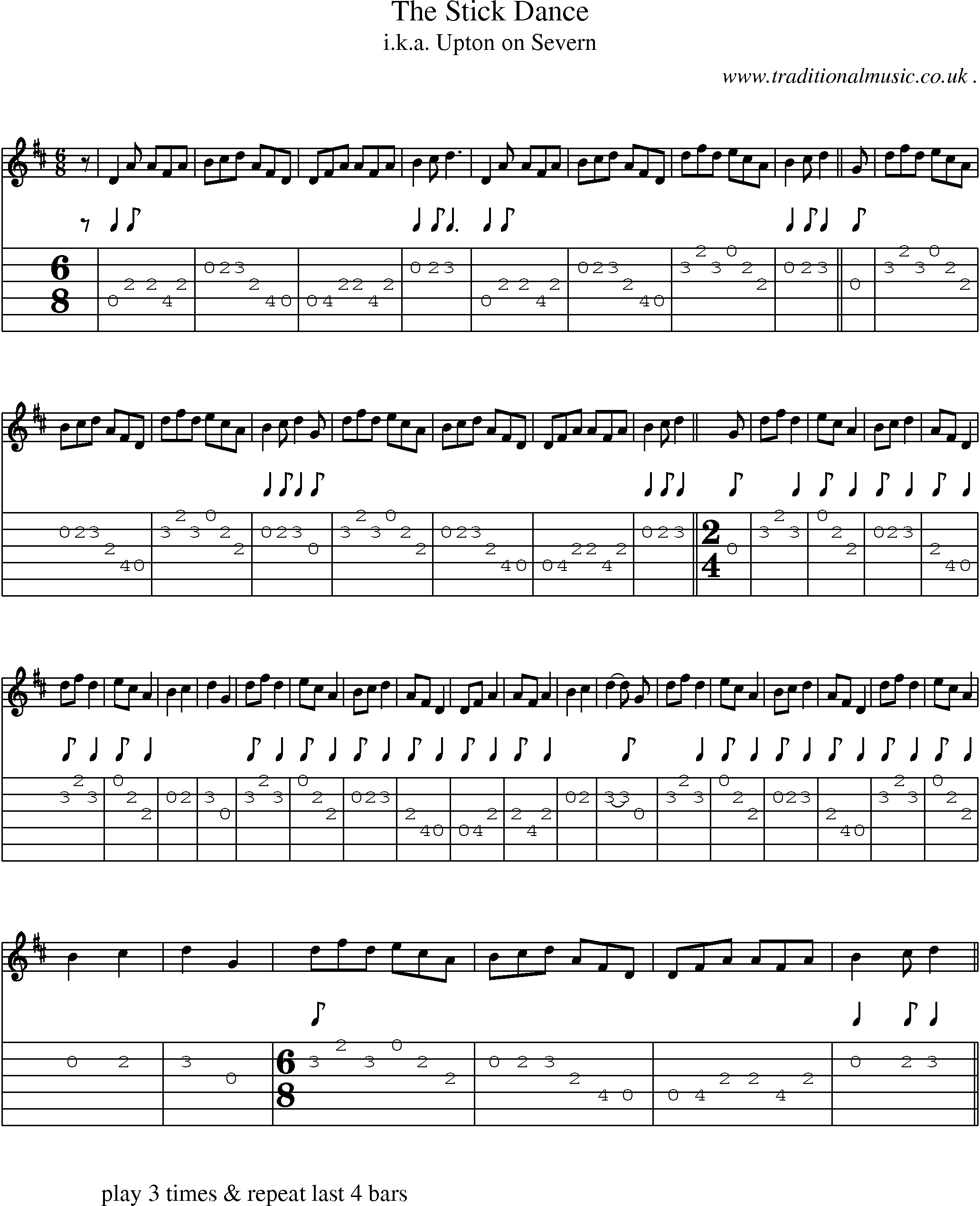 Sheet-Music and Guitar Tabs for The Stick Dance